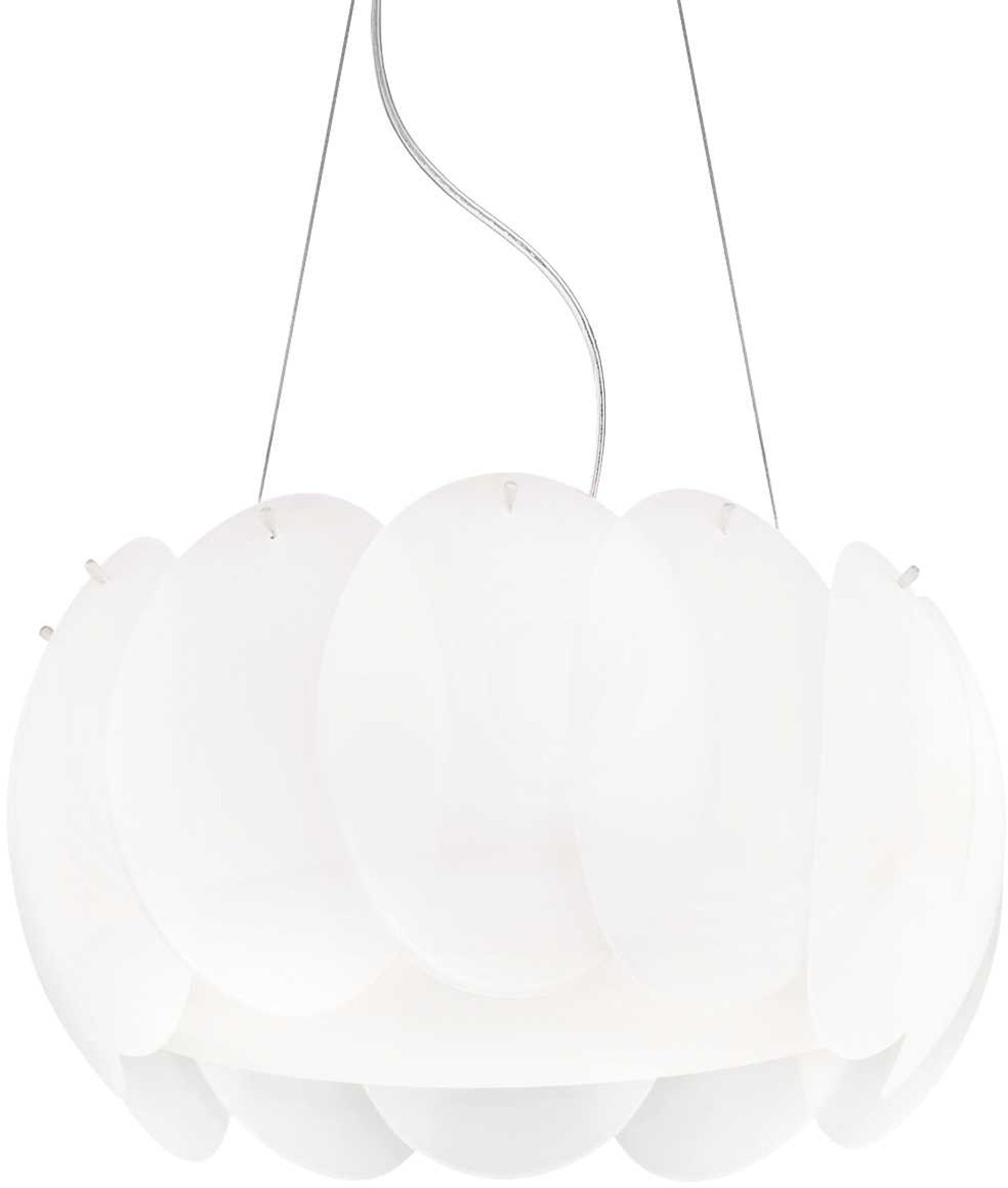 Pendellampe Ideal Lux Ovalino Ø44 cm glas hvid justerbar højde 28 - 120 cm