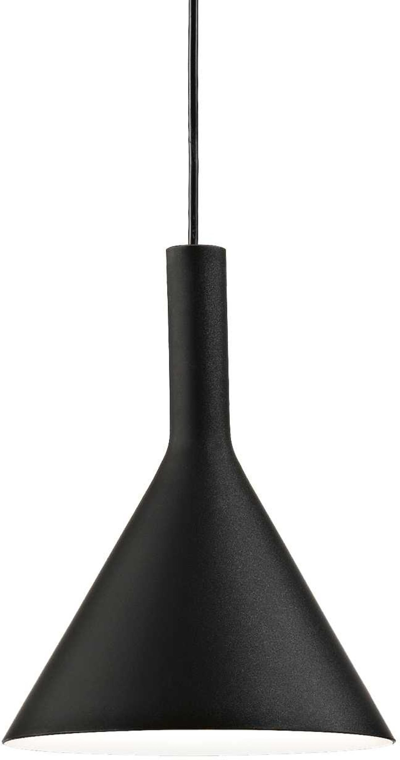 Pendellampe Ideal Lux Cocktail Ø200 glas sort højdejusterbar