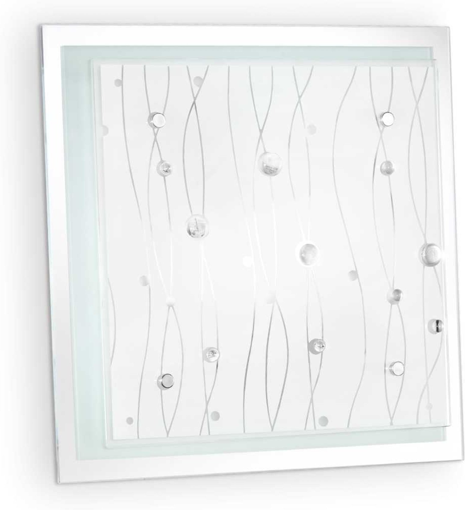 Væglampe Ideal Lux Ocean glas metal E27 belysning IP20 33,5x9x33,5 cm