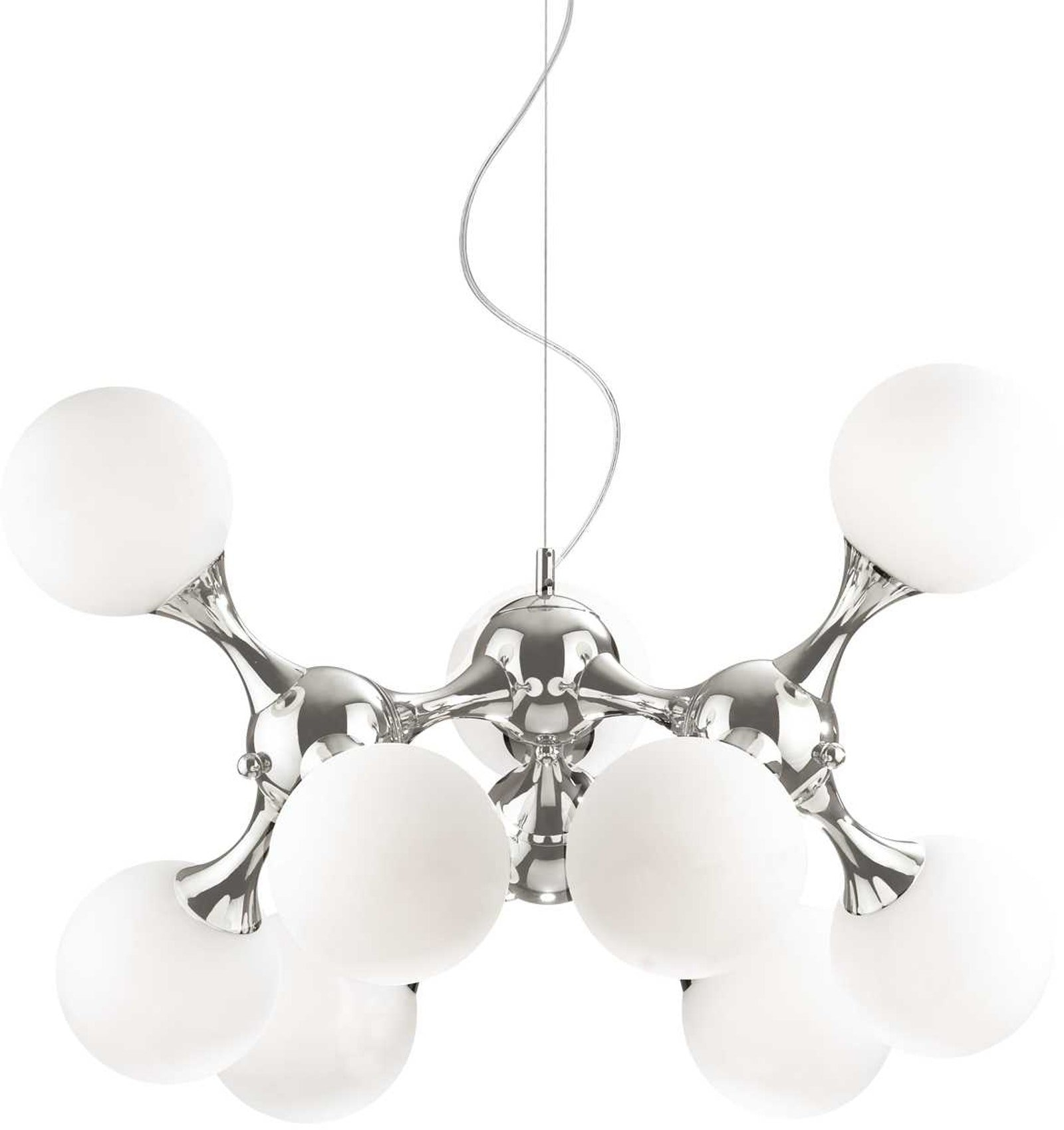 Pendellampe Ideal Lux Nodi Ø800 mm, H530-2620 mm hvid/krom loftslampe
