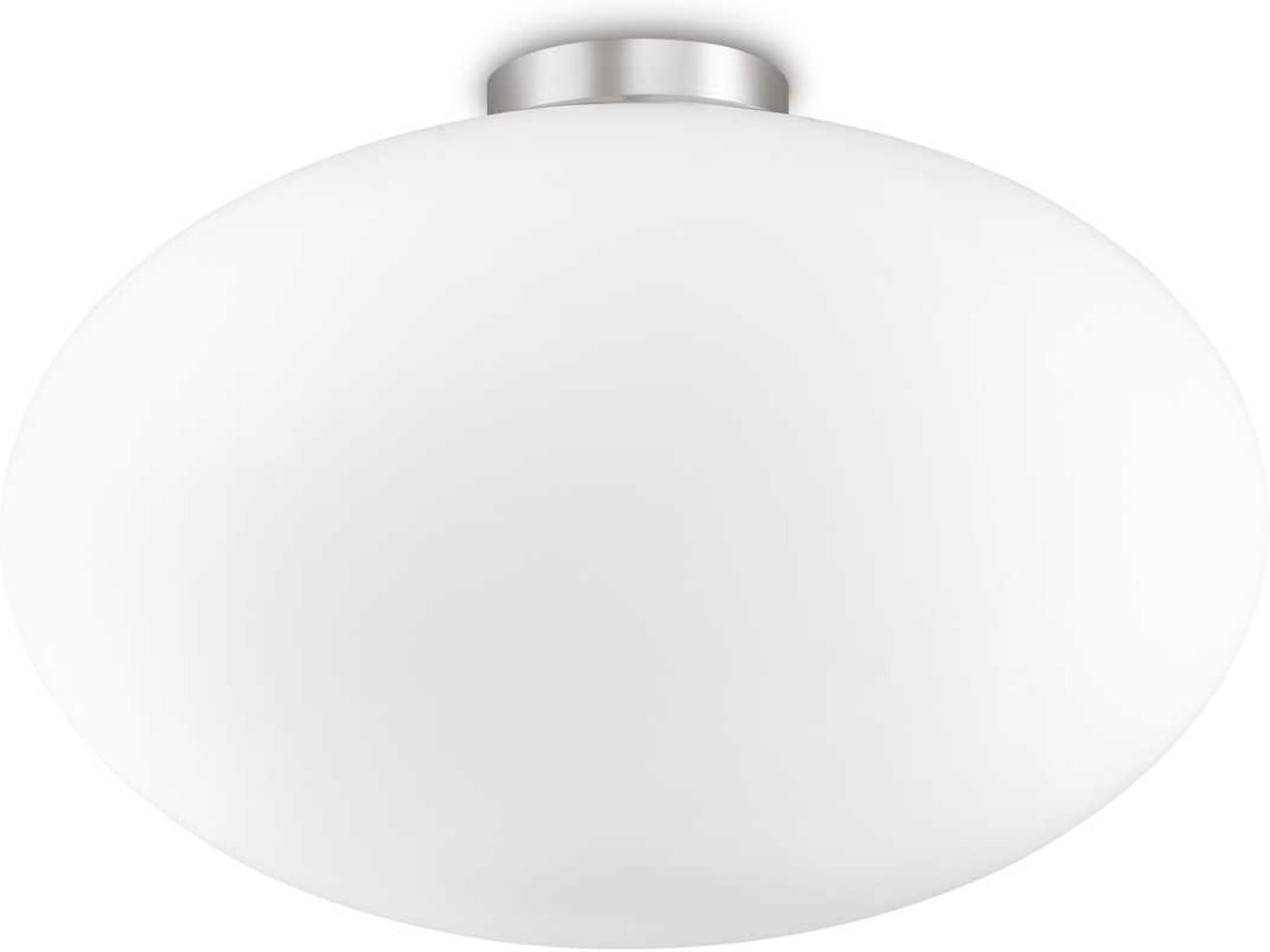 Loftlampe Ideal Lux Candy Ø40 x H25 cm satin nikkel hvid syreætsede glas diffusor