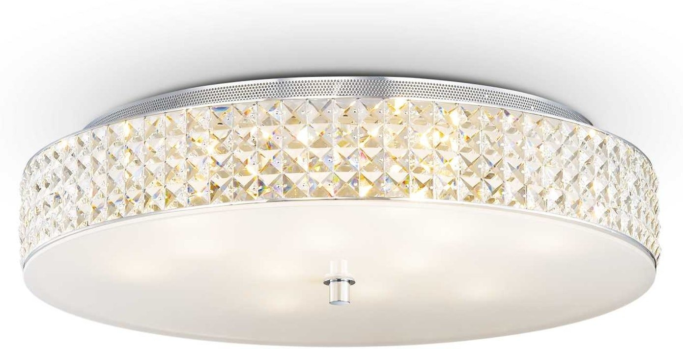 Loftlampe Ideal Lux Roma Ø60 x H13 cm hvid/krom metal glas G9