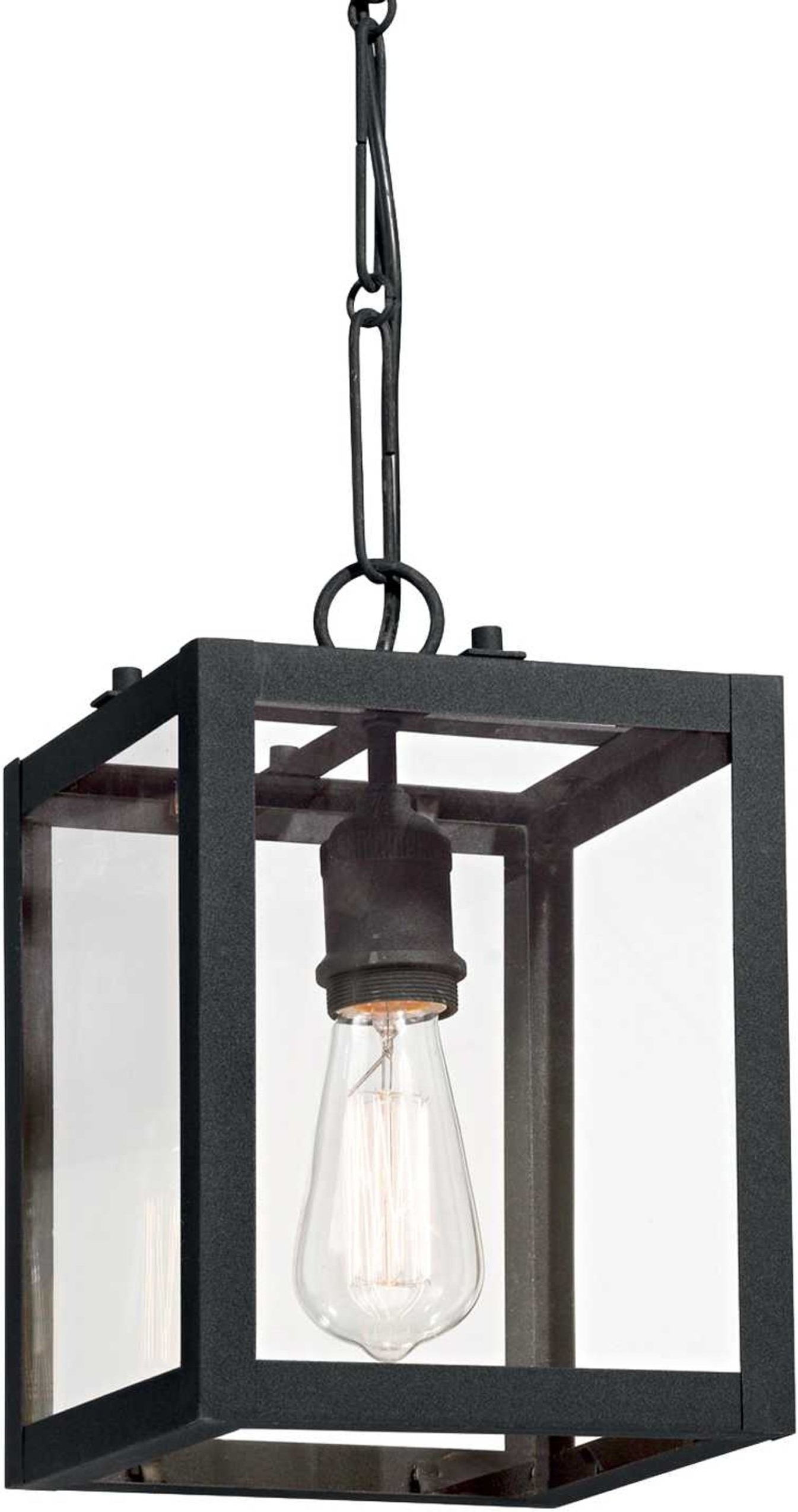 Indendørs pendel lampe Ideal Lux Igor matsort metal og glas med justerbar højde