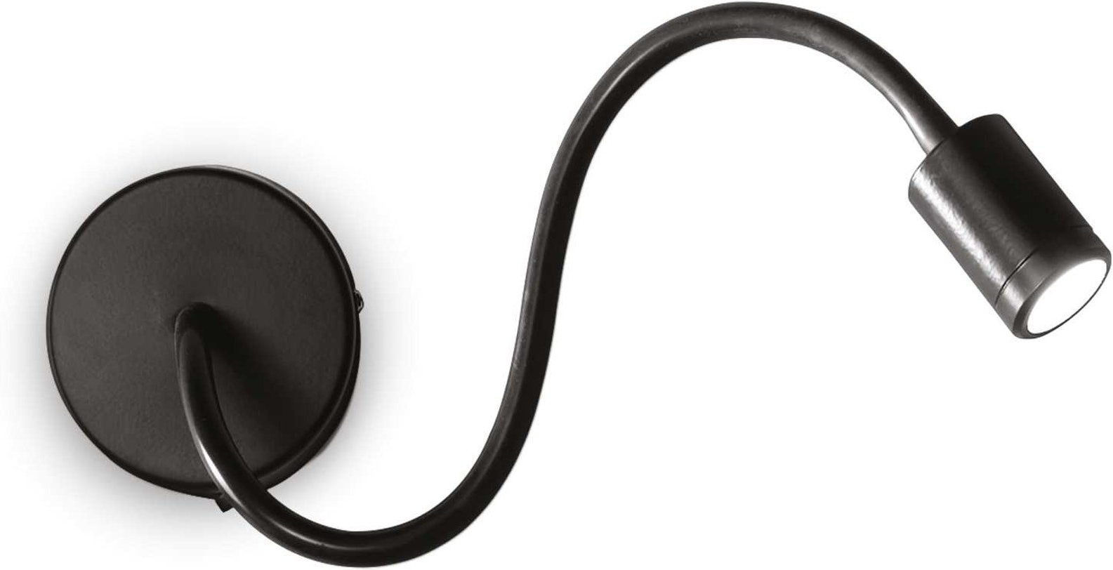 Væglampe Ideal Lux Focus med fleksibel arm Ø100 mm B280 - 550 mm sort integreret LED 3W 210 lm 3000 K