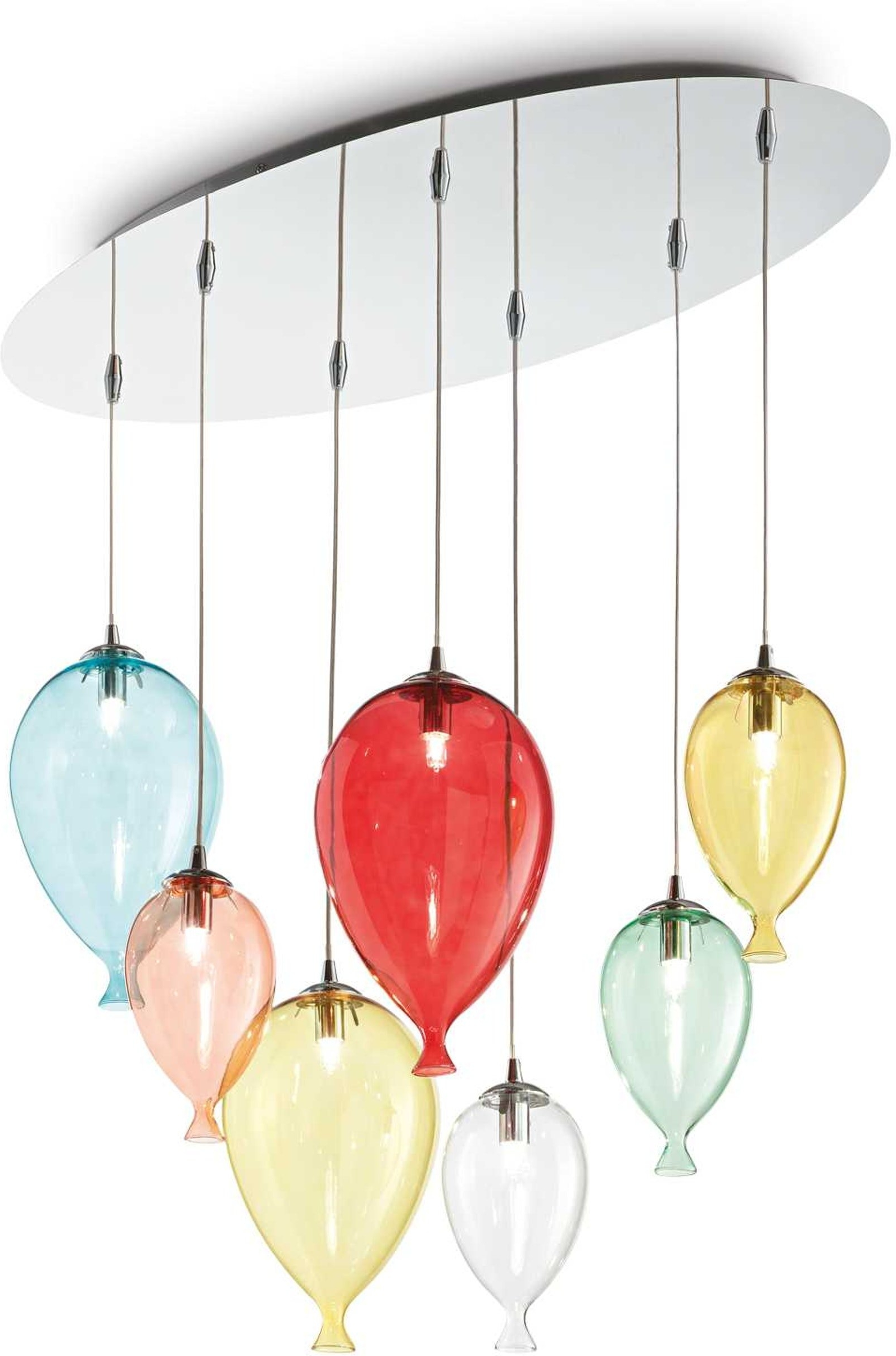 Pendel lampe Ideal Lux Clown flerfarvet krom L80 x H40-135 x B30 cm