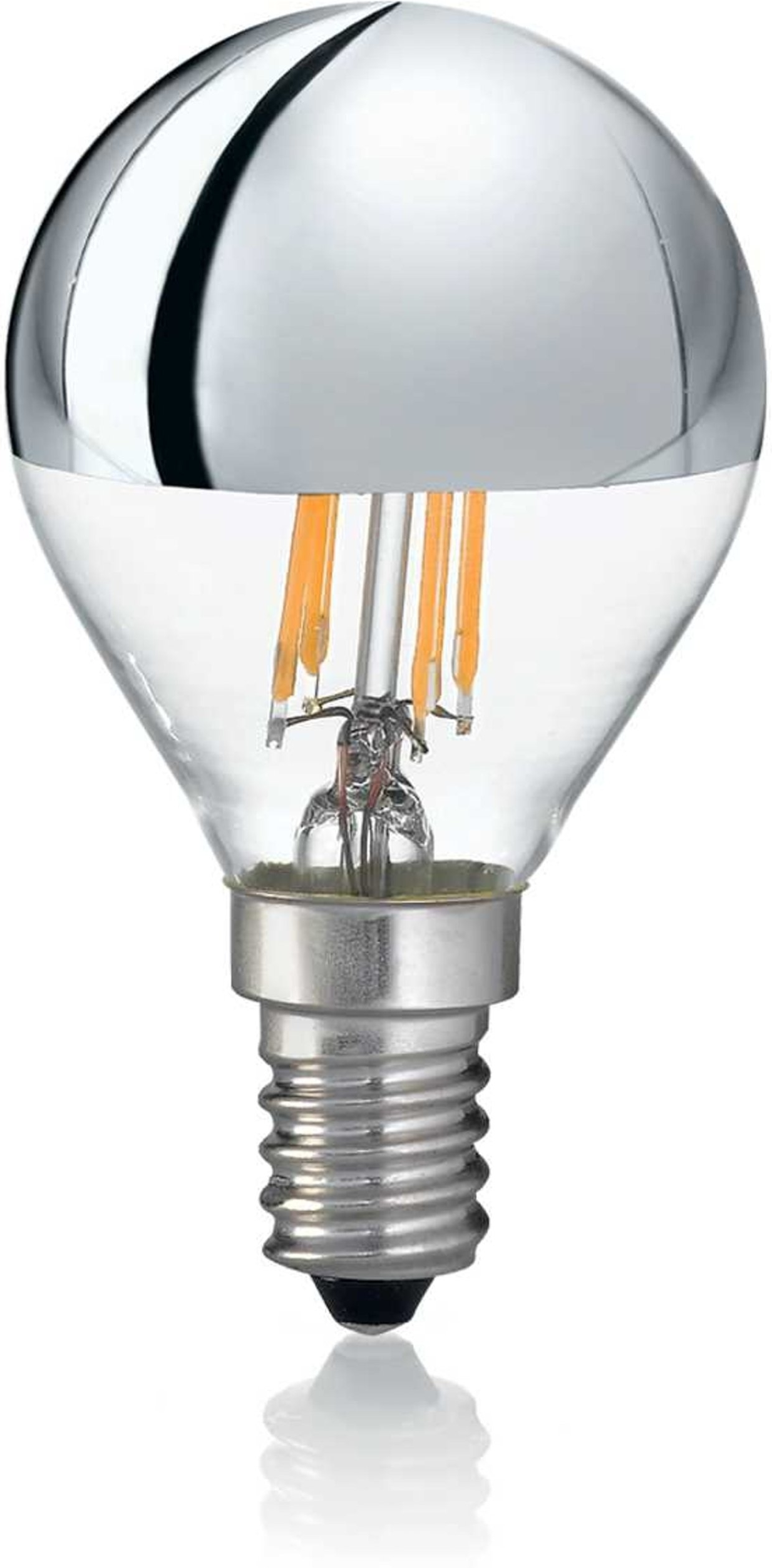 LED-lyspære E14 Ideal Lux E14-serie 4W 210 lm 3000K varm hvid Ø45x75 mm glas/krom