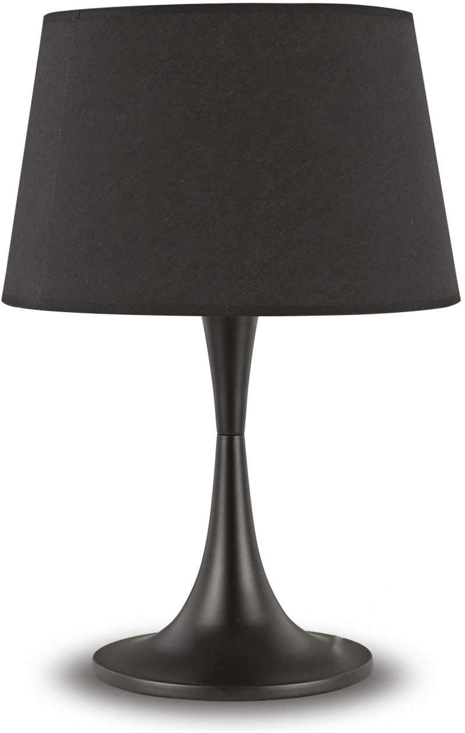 Bordlampe Ideal Lux London Ø32x48,5 cm sort med stofskærm og metalbase