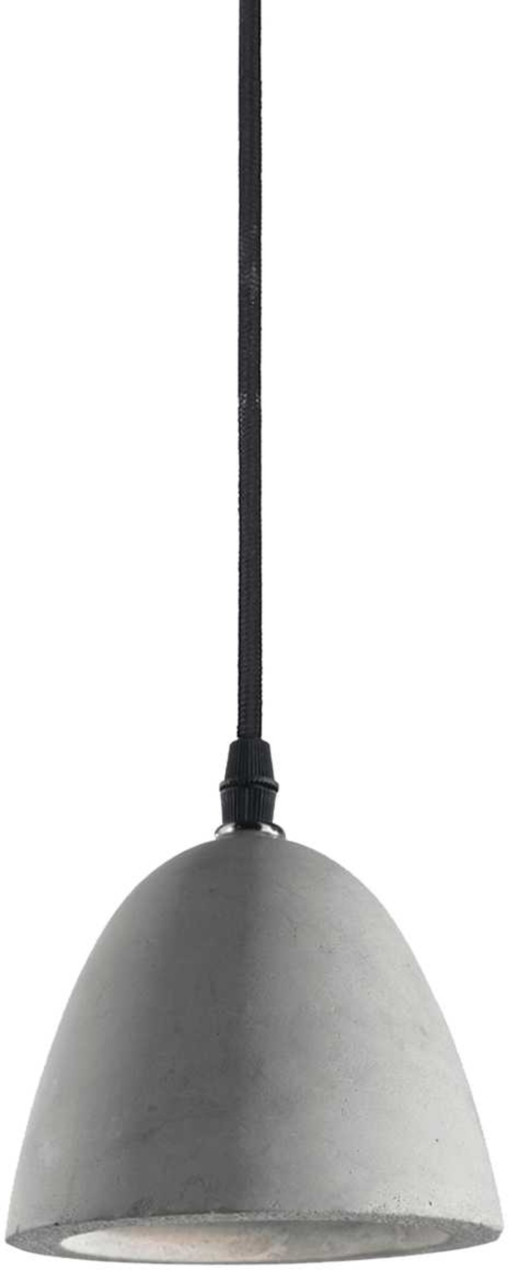 Pendellampe Ideal Lux Oil i beton og mat sort Ø120 med 12m stofkabel GU10