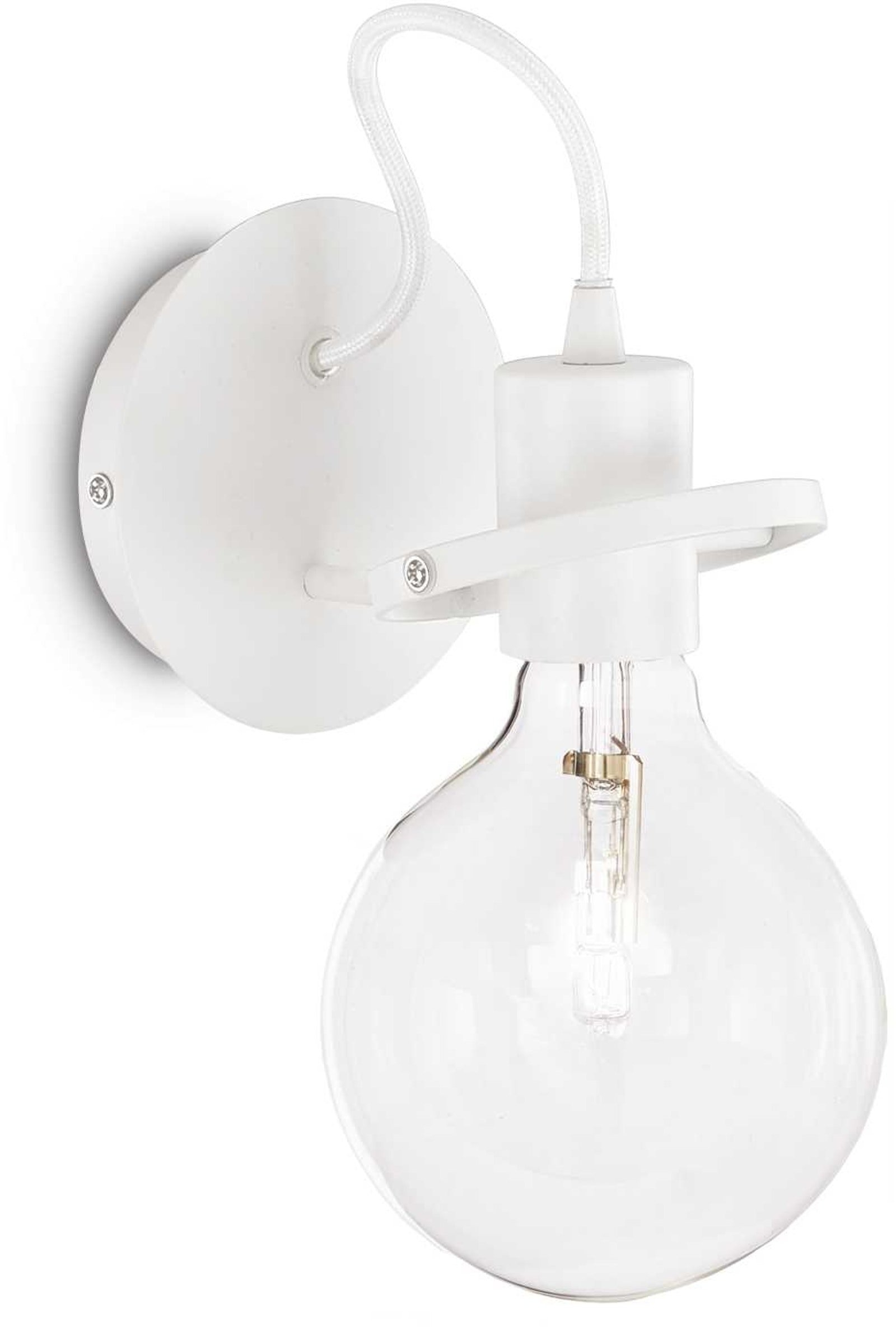 Væglampe Ideal Lux Radio hvid metal/stof Ø24 x B18 cm indendørs belysning