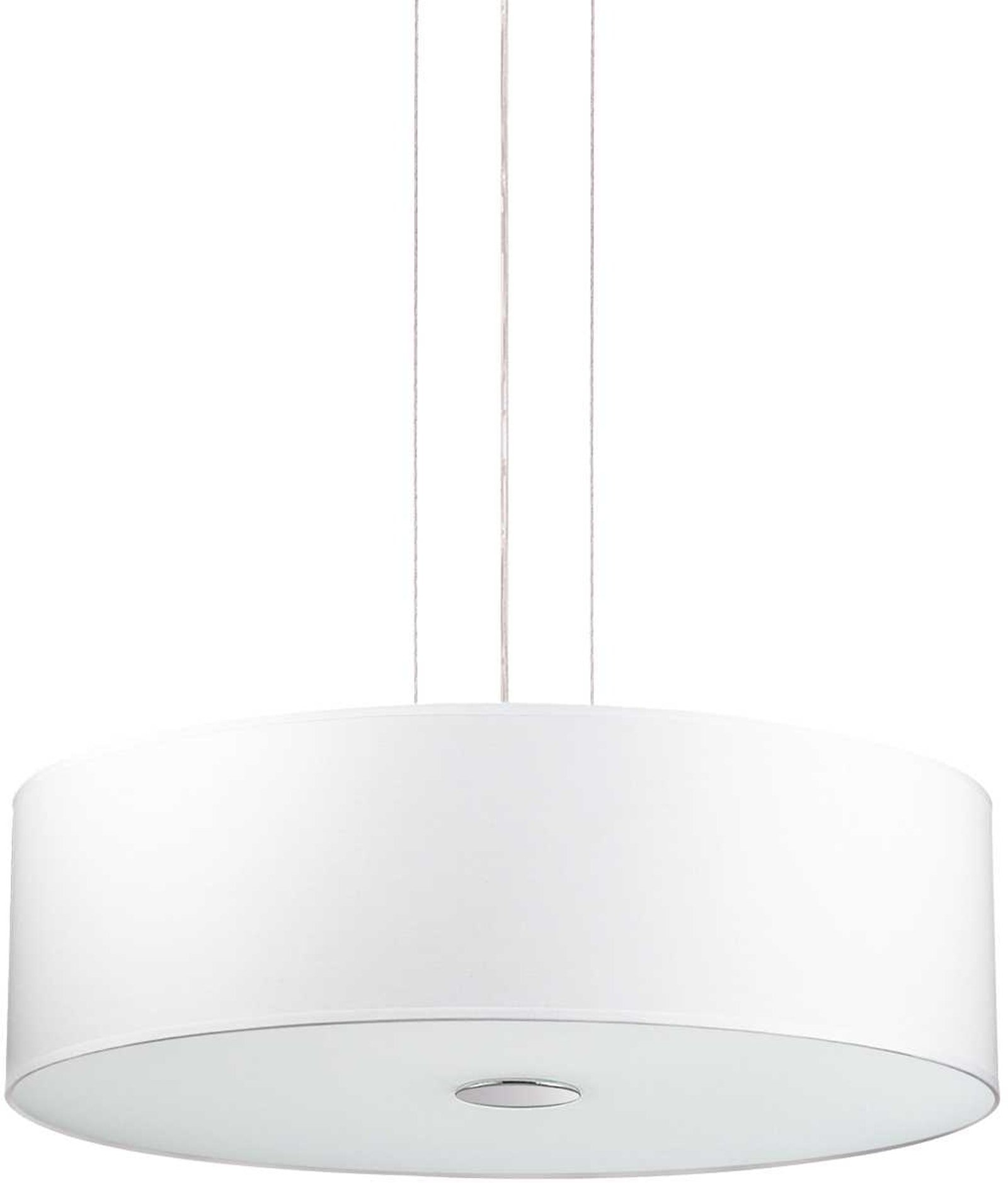 Pendel lampe Ideal Lux Woody Ø50 H21-230cm glas/stof hvid/krom 4xE27
