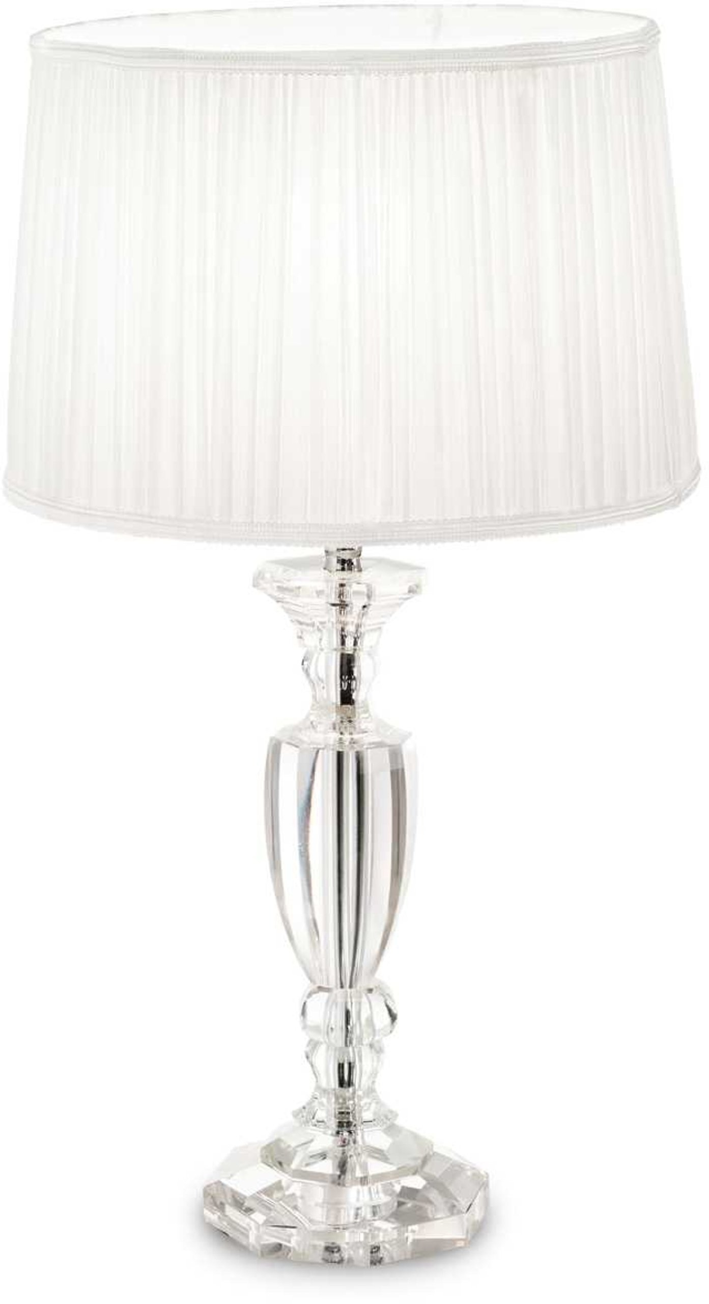 Bordlampe Ideal Lux Kate Berlin Ø31 x H56 cm Hvid Glas Plisseret Stof Krystaller