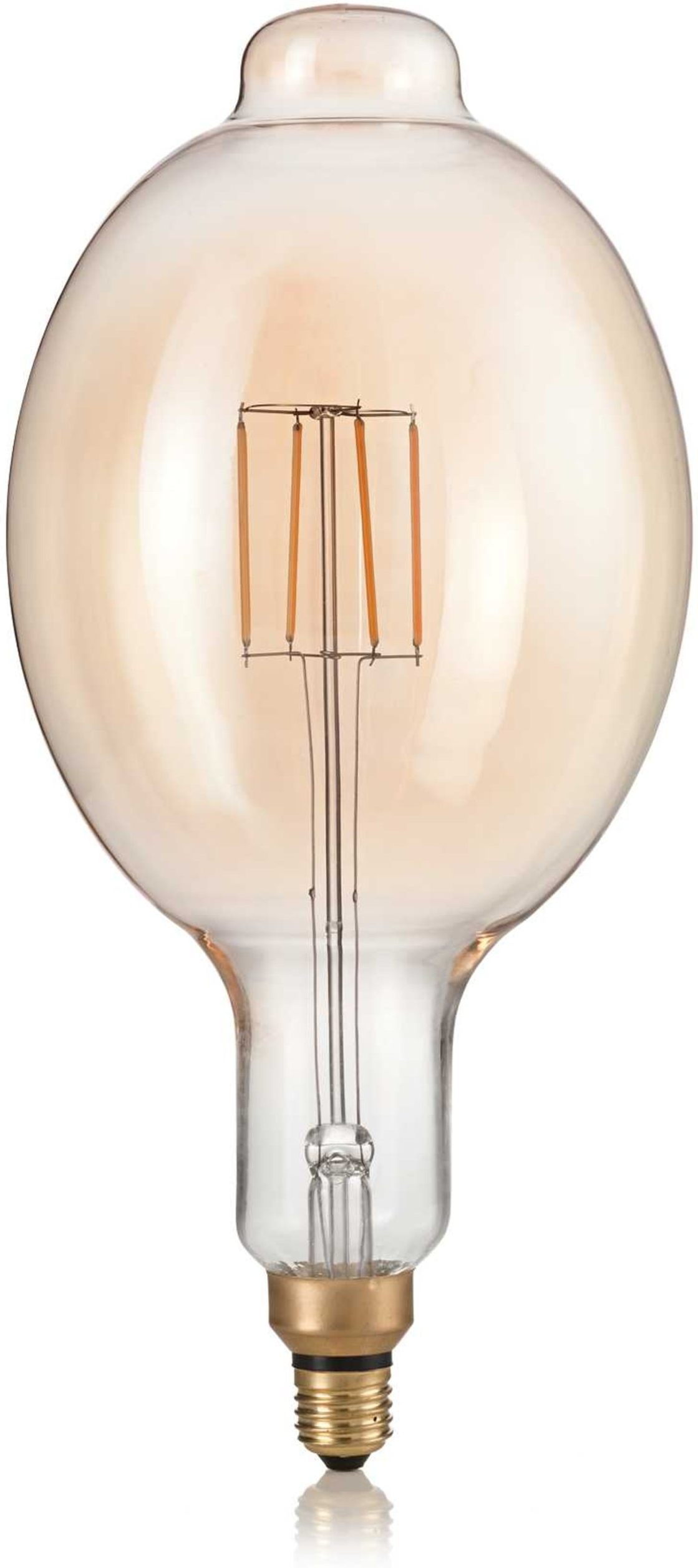 Lyspære Ideal Lux E27 ravfarvet glas Ø18 x H38 cm energieffektiv 4W 320 lm 2200K