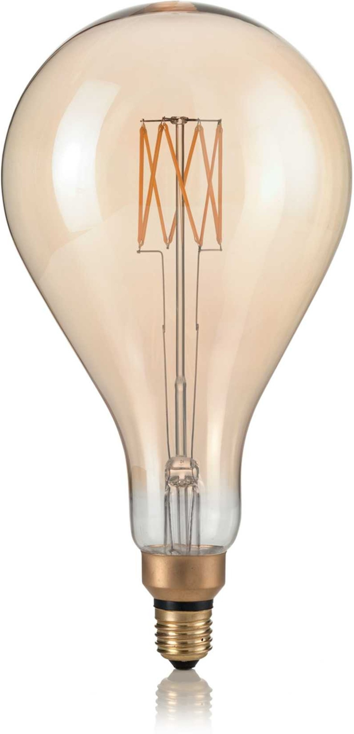 Lyspære Ideal Lux E27-serie ravfarvet glas Ø15,5 x H30 cm 8 W 700 lm 2200 K