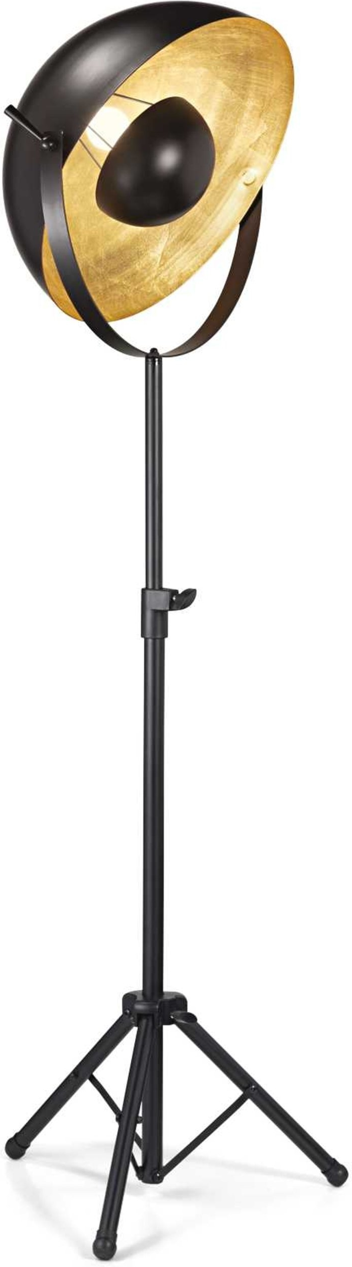 Gulvlampe Ideal Lux Stage Mat Sort/Guld Metal Justerbar Højde H140-205 cm Ø500 mm E27