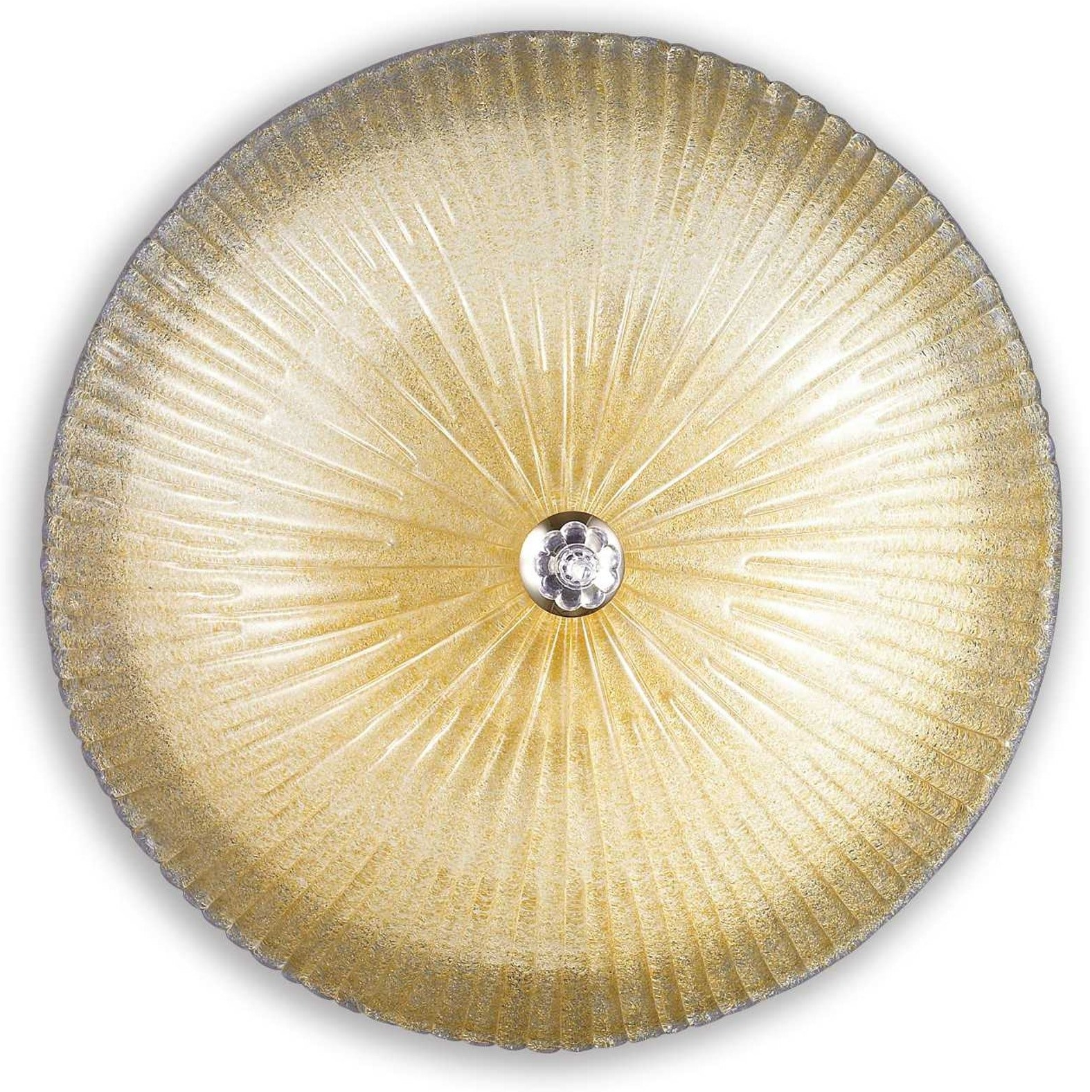 Loftlampe Ideal Lux Shell glas rav og hvid Ø60 cm
