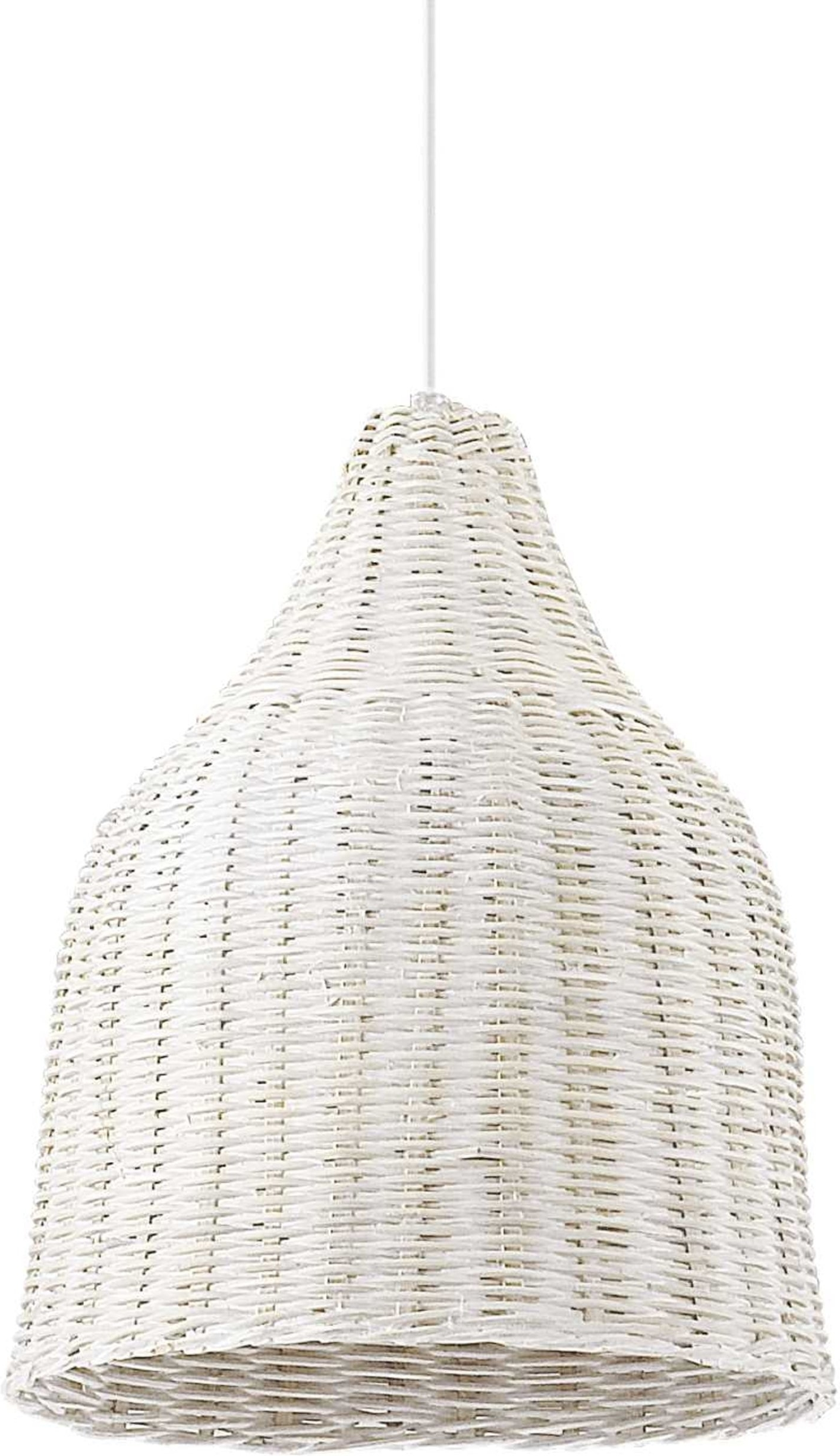 Pendel lampe Ideal Lux Haunt Ø35 cm med flettet kurvdiffuser hvid justerbar højde 510 - 2600 mm