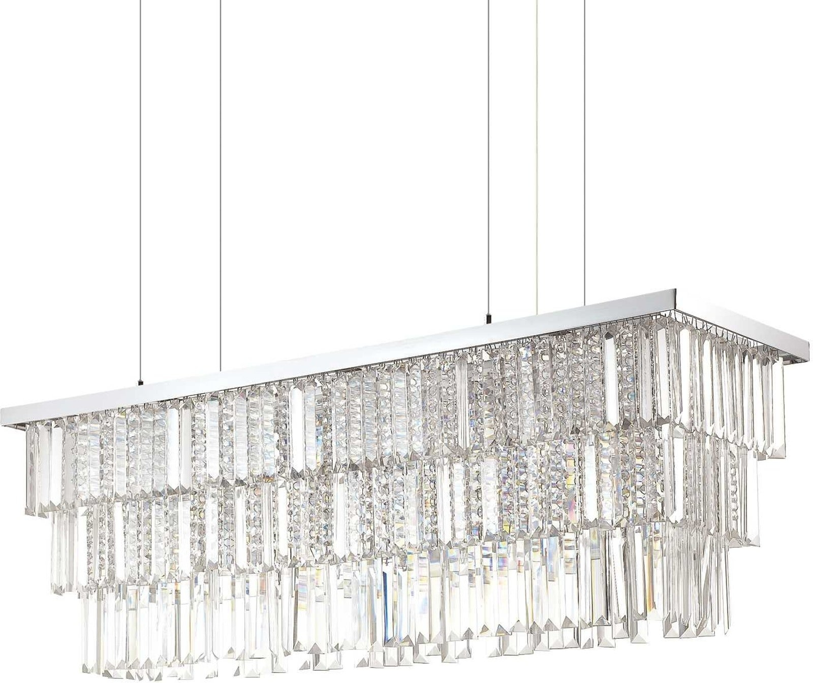 Pendellampe Ideal Lux Martinez krystalpendel krom 103 cm længde justerbar højde 70 - 132 cm