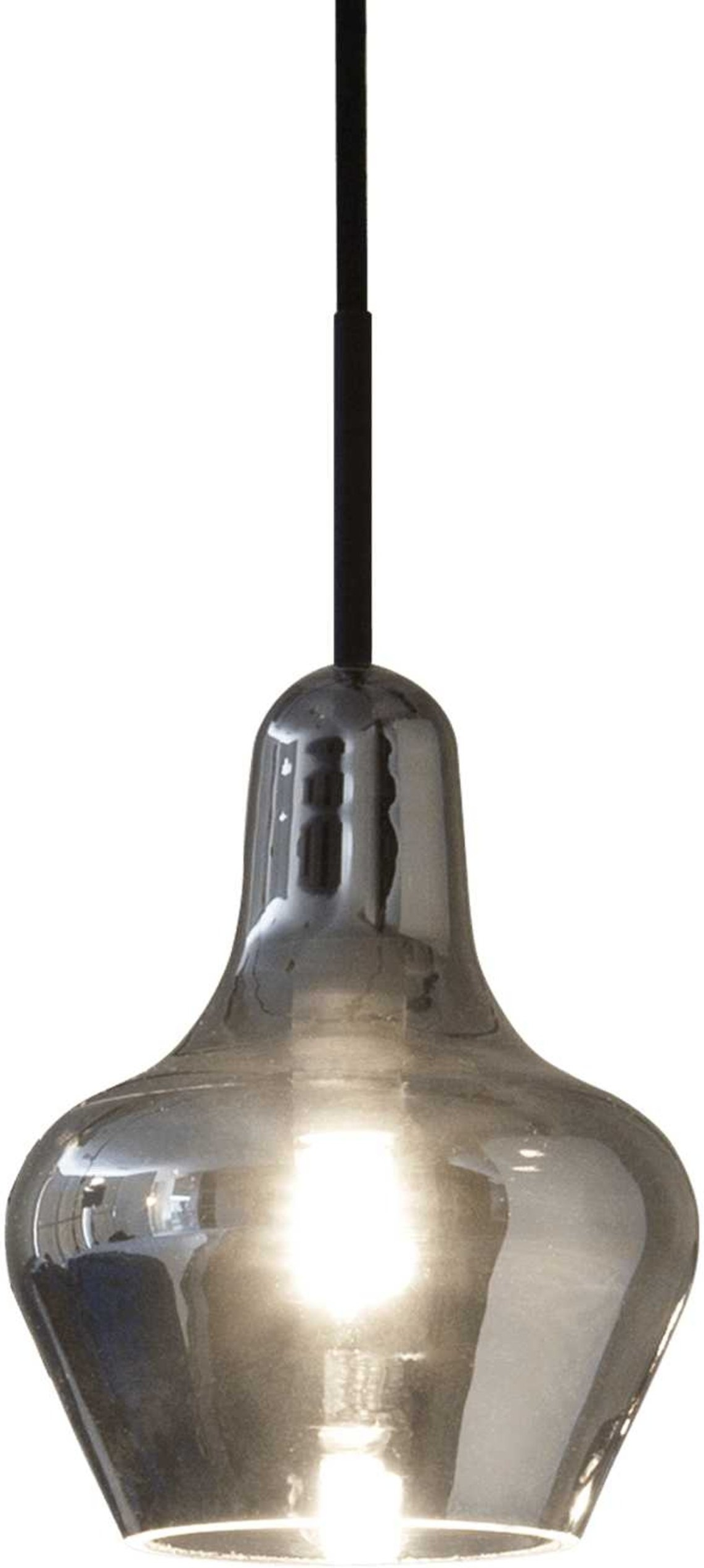 Pendellampe Ideal Lux Lido Ø13 cm røgfarvet syreætset glas med kromramme justerbar højde