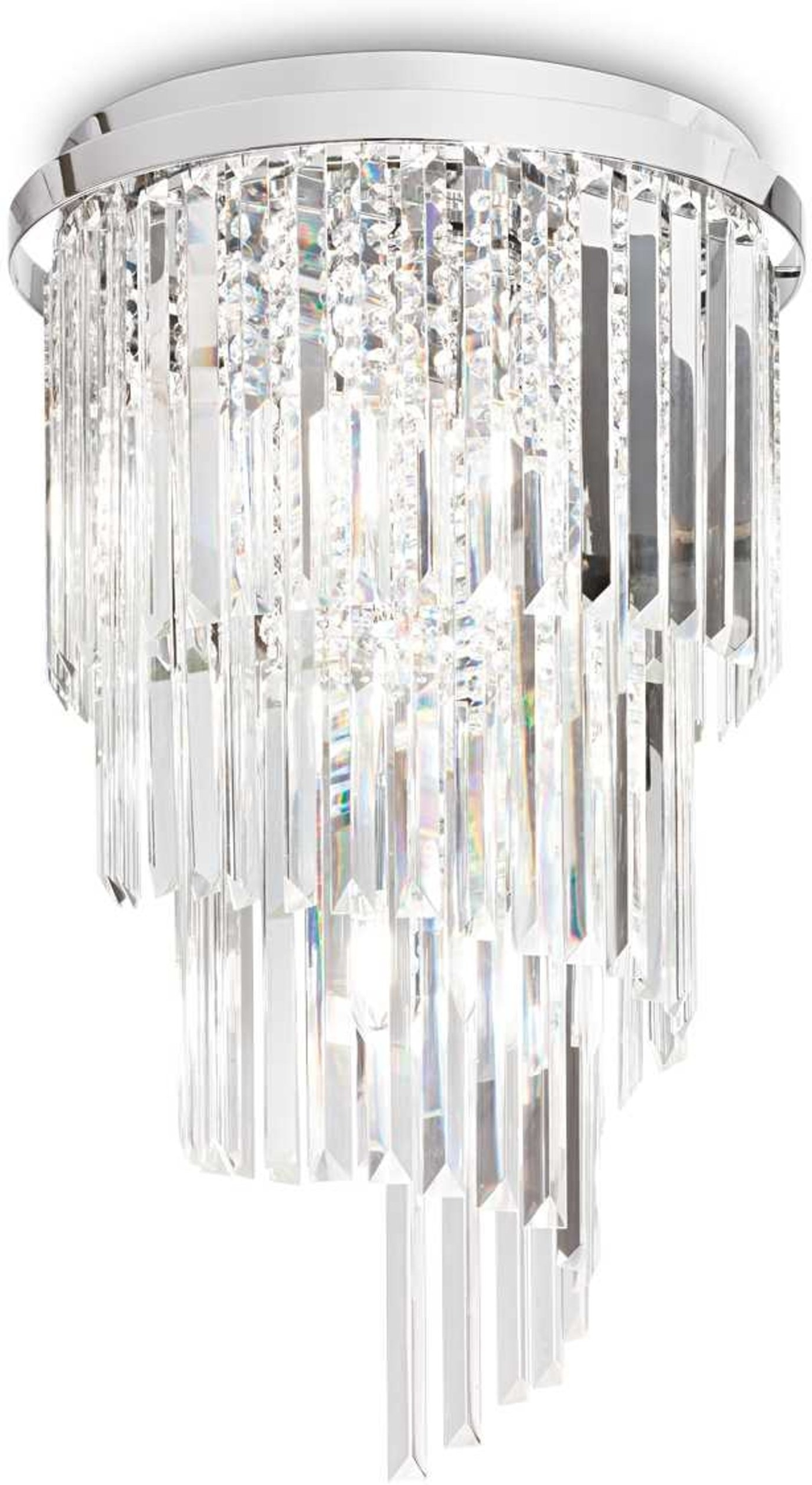 Ideal Lux Carlton loftslampe 8-armet krystalpendel i krom og glas Ø40 x H66 cm