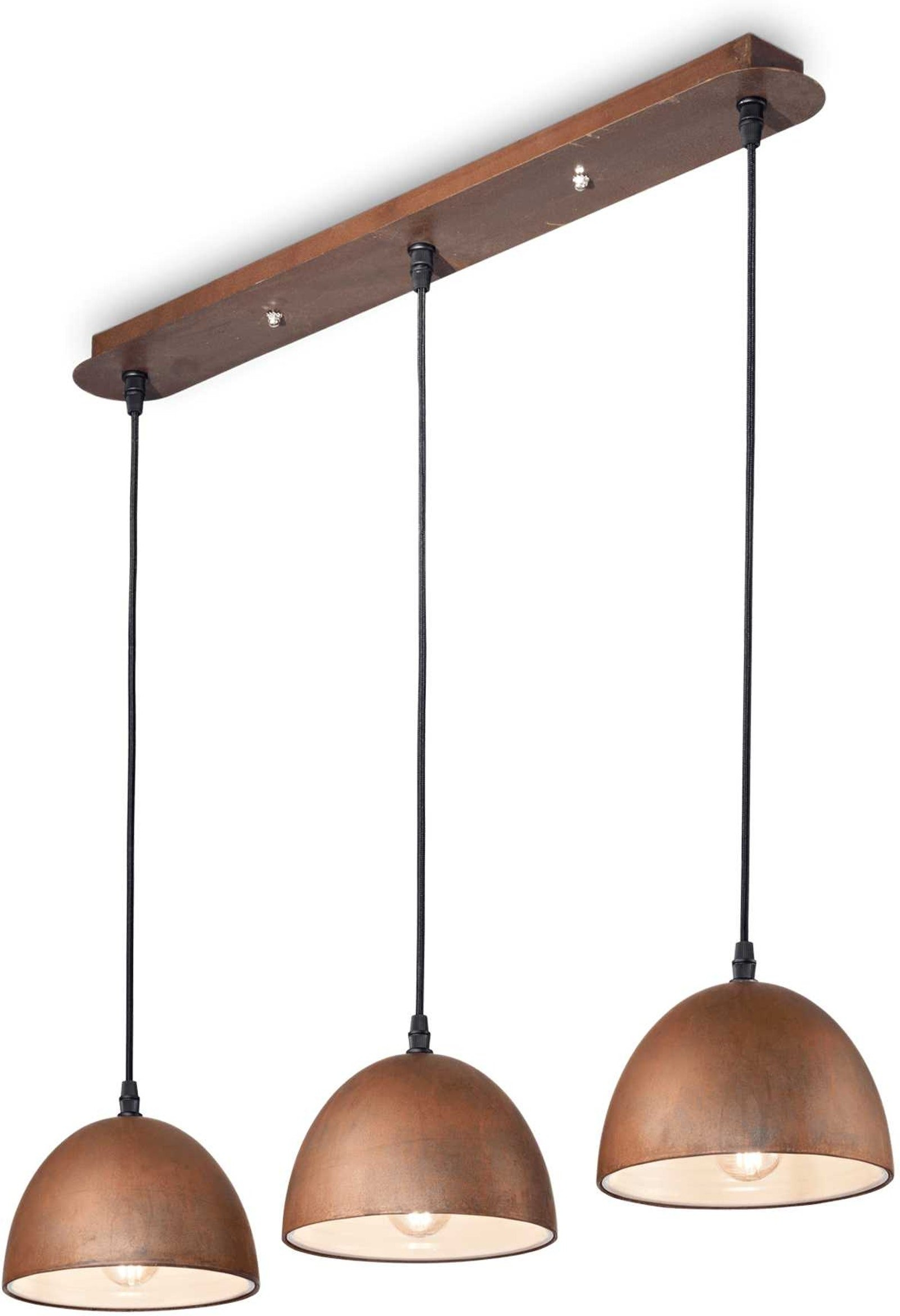 Pendel lampe Ideal Lux Folk corten oxideret effekt 3ÃE27 indendørs 720Ã180 mm højde 300 - 1040 mm