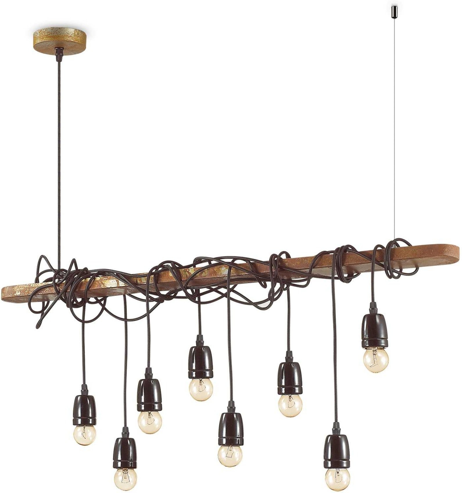 Pendellampe Ideal Lux Electric corten finish rustik industri 8xE27 justerbar højde