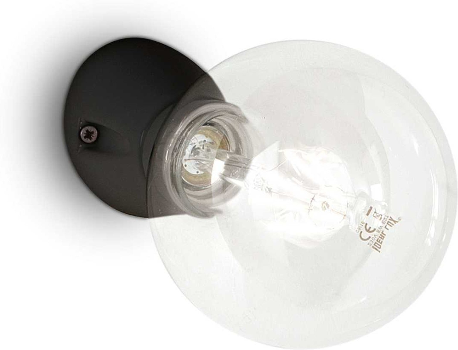 Væglampe Ideal Lux Winery sort keramisk Ø7,5 x B7 cm E27 IP20