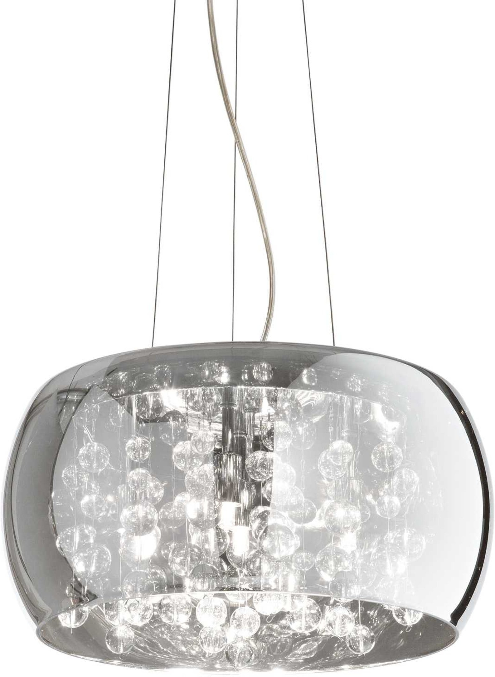 Pendellampe Ideal Lux Audi-80 røg/krom Ø400 mm højdejusterbar 260 - 2350 mm