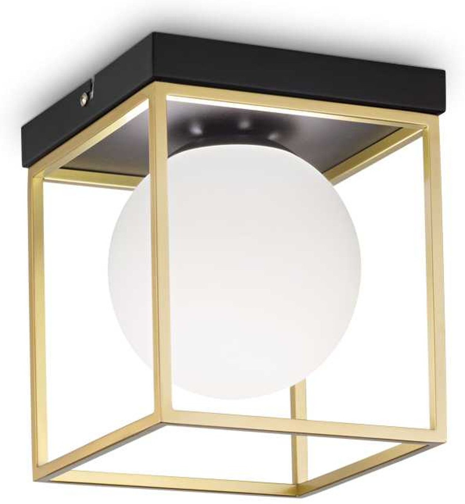 Loftslampe Ideal Lux Lingotto metal/glas Ø18,5 x H21,5 cm messing/sort