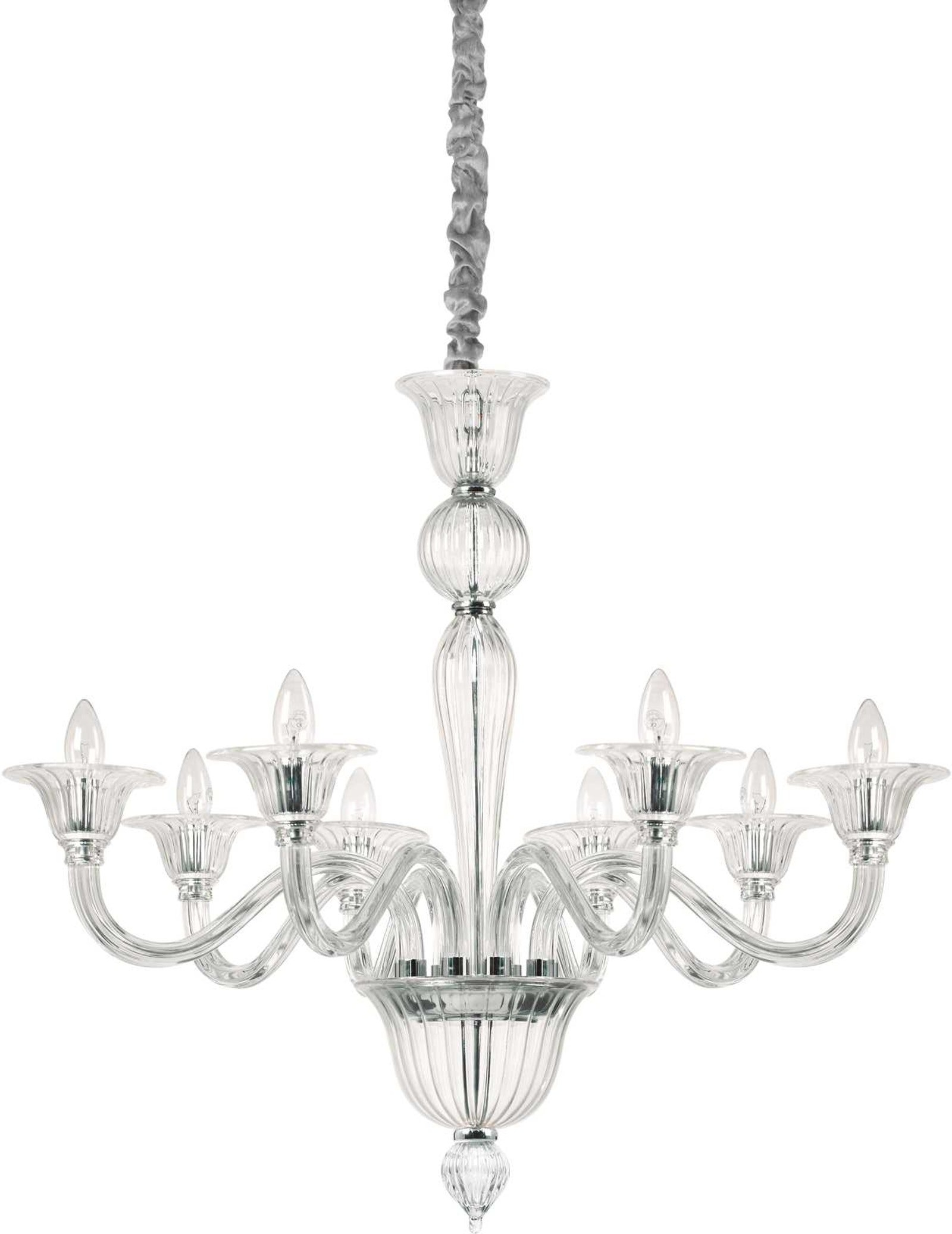 Pendellampe Ideal Lux Brigitta Ø89 cm klar glas/krom 8xE14 IP20