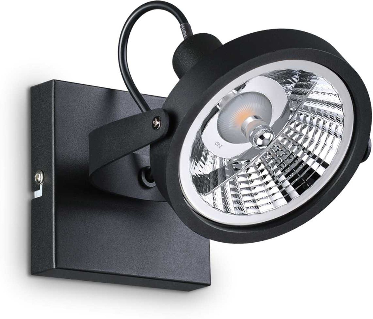 Væglampe Ideal Lux Glim Ø12 x H19 cm sort metal inkl. GU10-pære 13W 3000K IP20