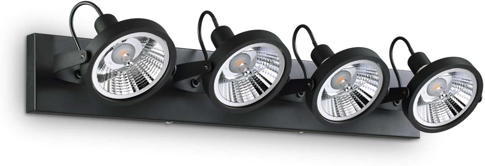 Væglampe Ideal Lux Glim sort metal  -  4xGU10 væglys inkl. 13W pærer 3000K D12xH19xL65,5cm