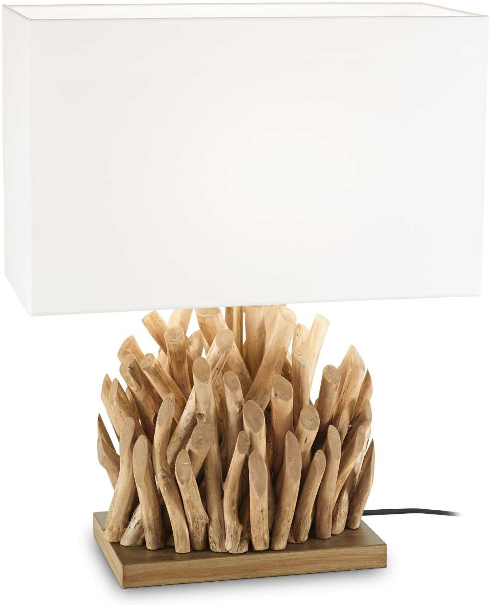 Bordlampe Ideal Lux Snell Træ/Hvid stof med E27 fatning H50 x B18 x L40 cm