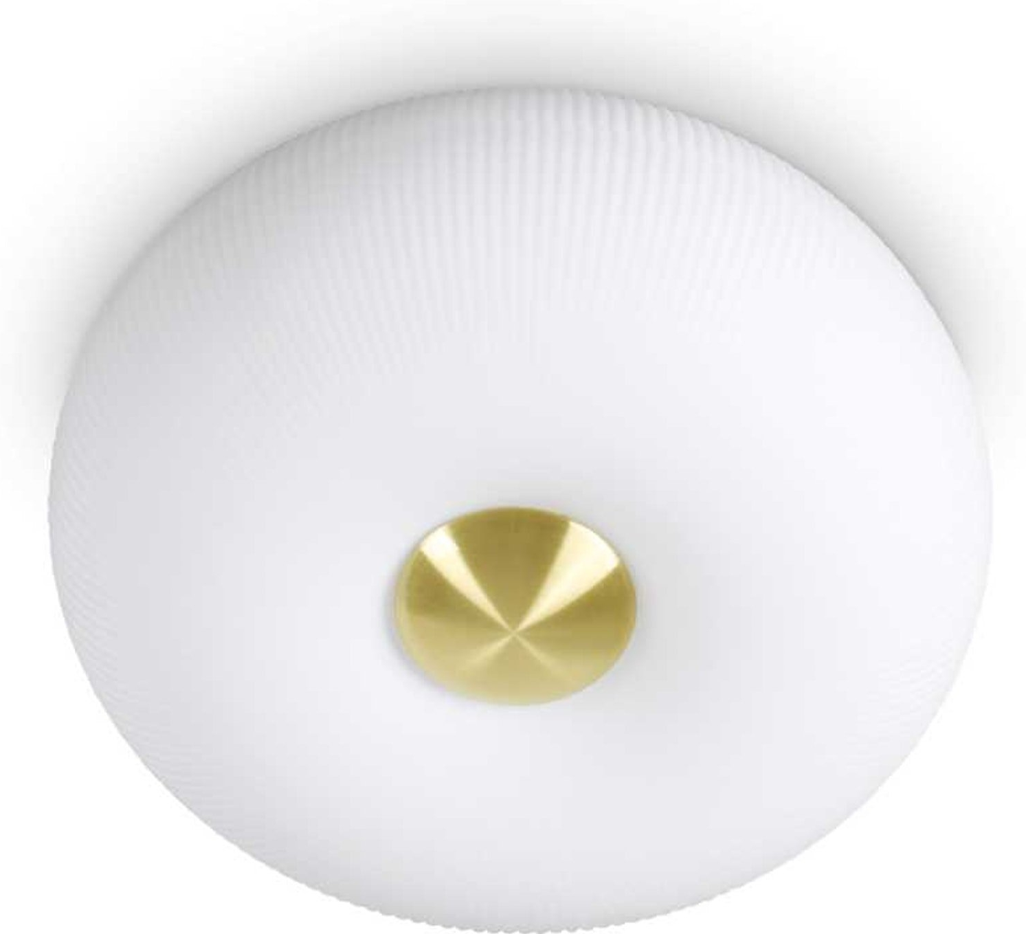 Loftlampe Ideal Lux Arizona i satin messing med hvid syreætsede glas Ø30 cm inkl. GX53-pærer