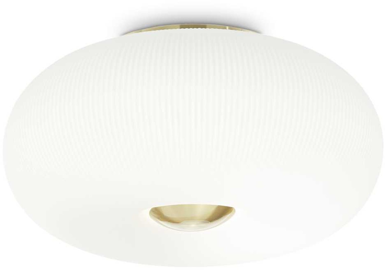 Loftlampe Ideal Lux Arizona Ø40 x H21 cm satin messing/hvid glas