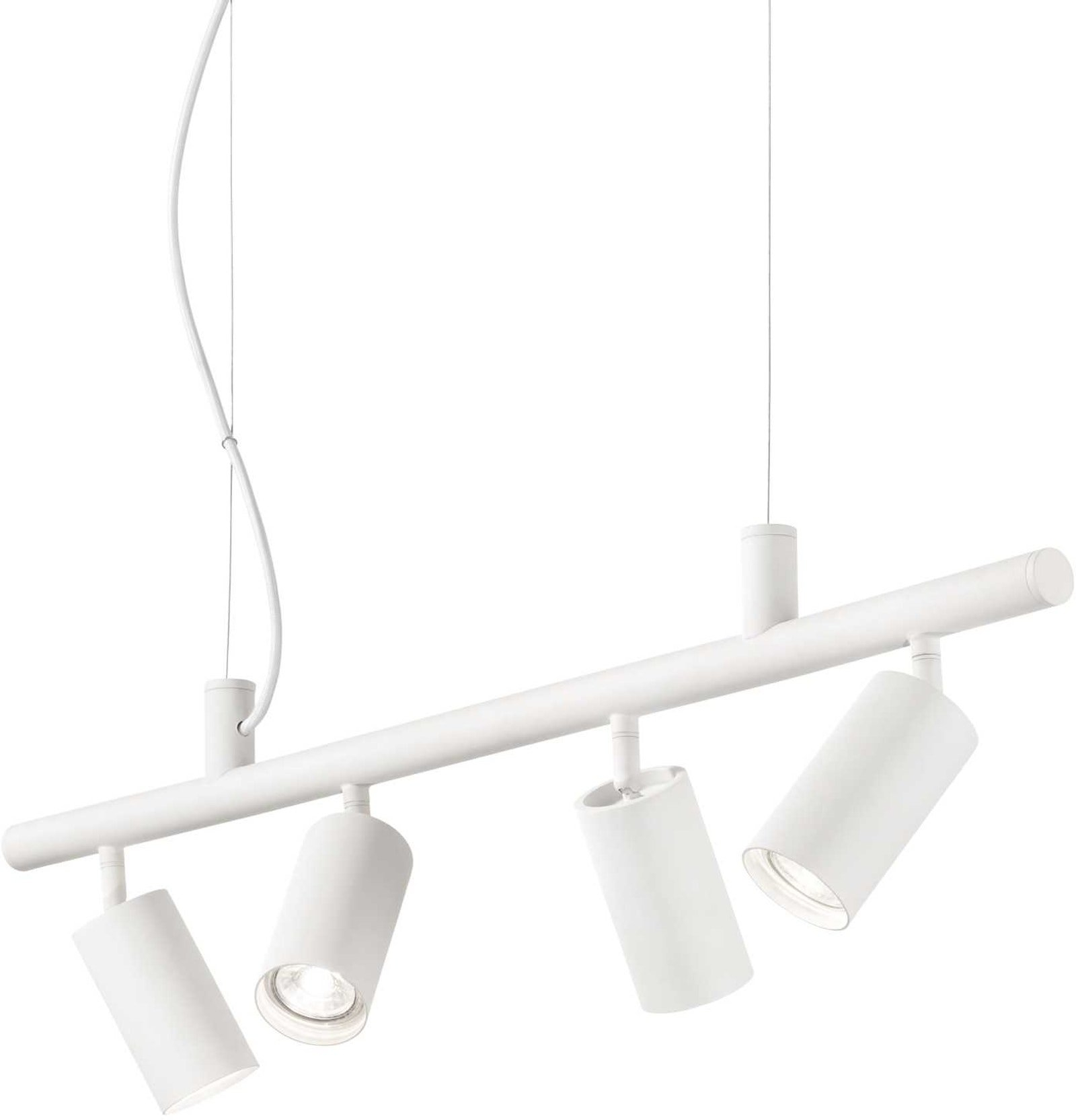 Pendellampe Ideal Lux Dynamite hvid metal L76 cm H16,5-225 cm 4x GU10 inkl pærer 480 lm IP20