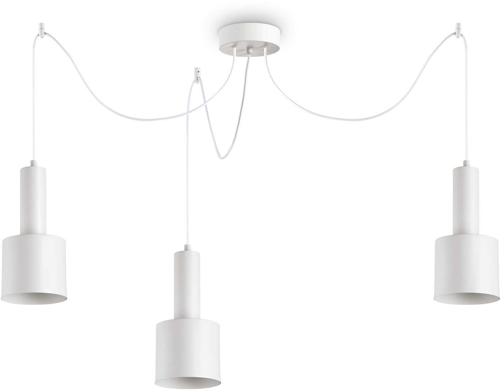 Pendel lampe Ideal Lux Holly justerbar højde 37-230 cm hvid metal 3ÃE27