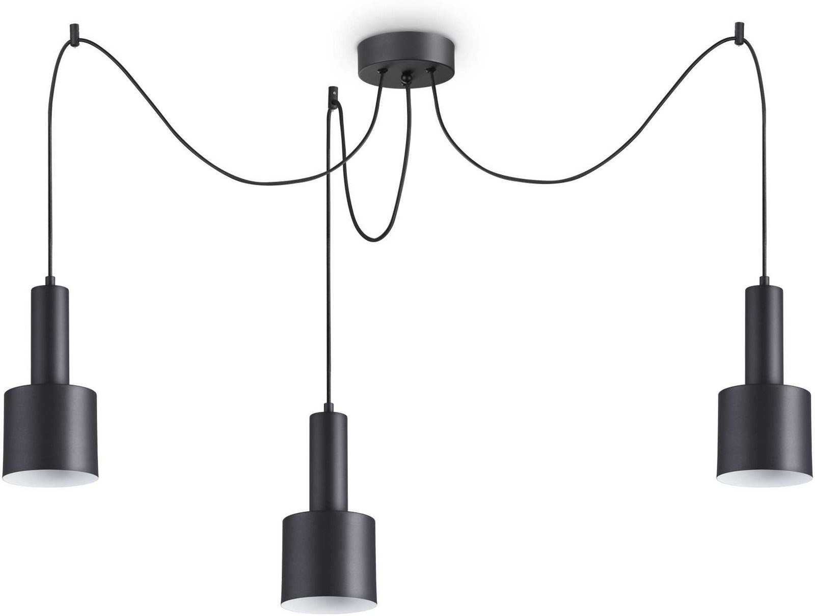 Pendelampe Ideal Lux Holly sort metal  -  justerbar højde 37-230 cm, 3x E27