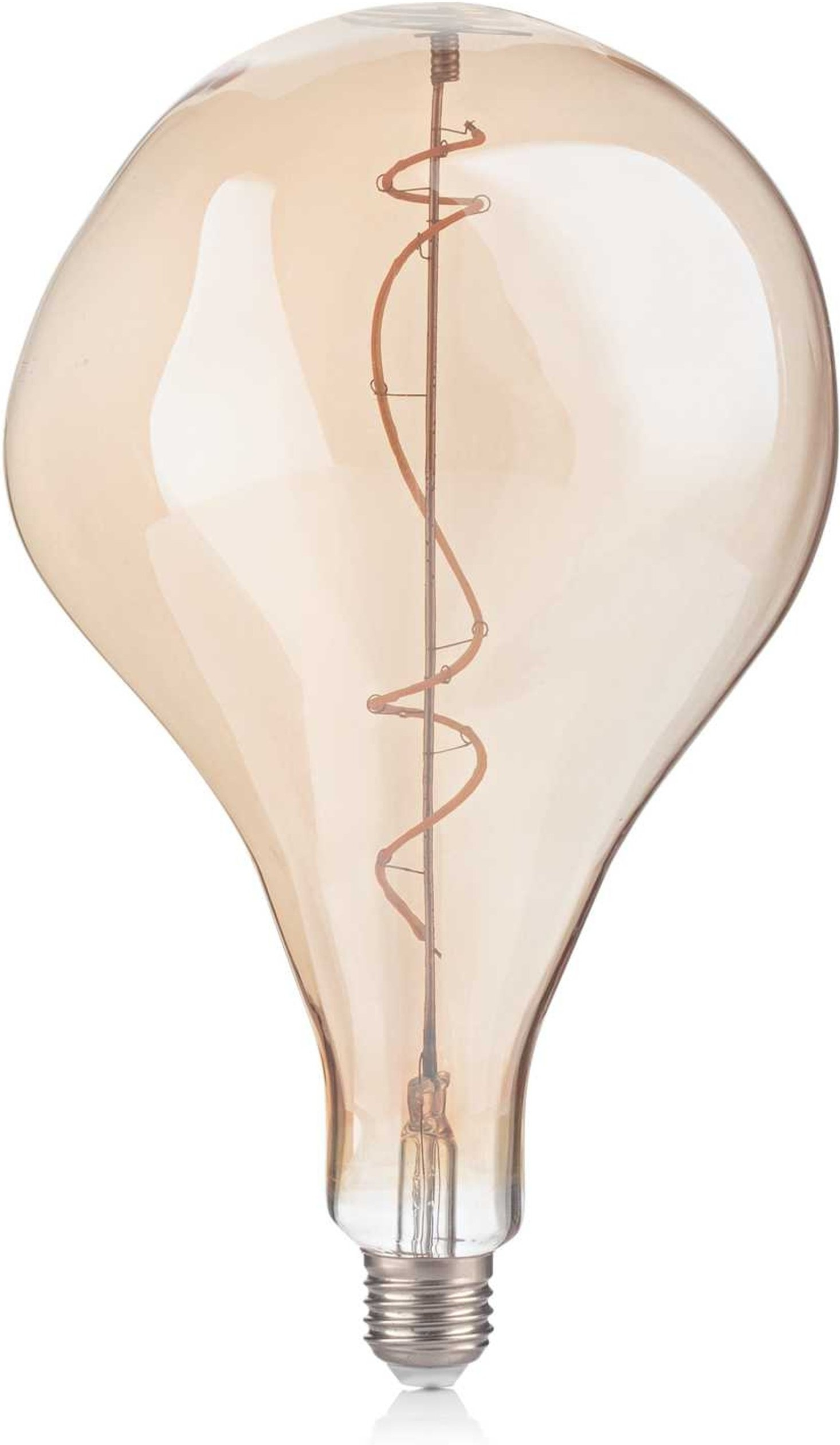 LED-lyspære Ideal Lux E27-serie Ø16 x H27 cm ravfarvet glas 4W 360 lm 2200K varm hvid dekorativ