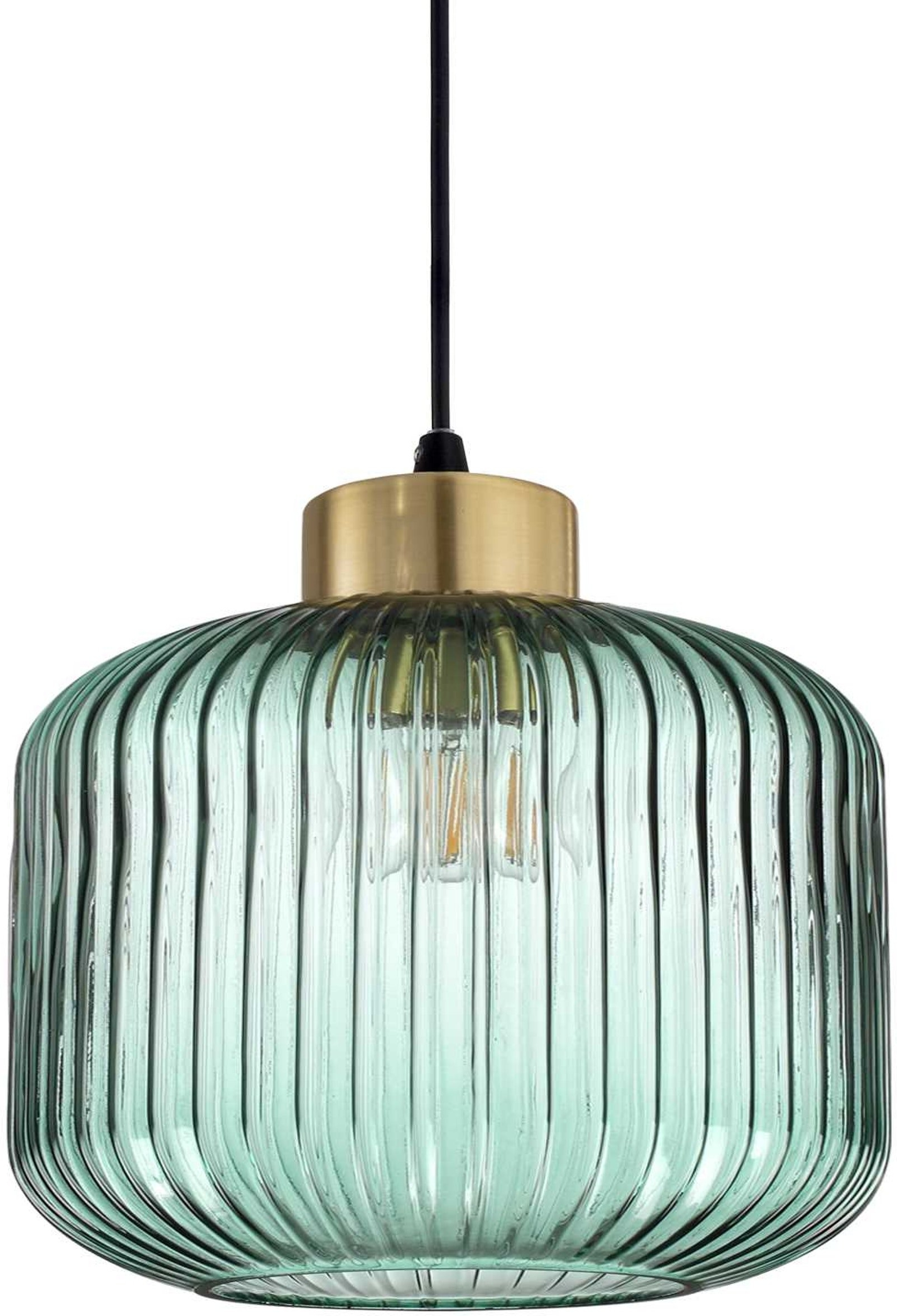 Pendellampe Ideal Lux Mint Ø240 x H245-2335 mm glas/metal grøn/sort E27 IP20