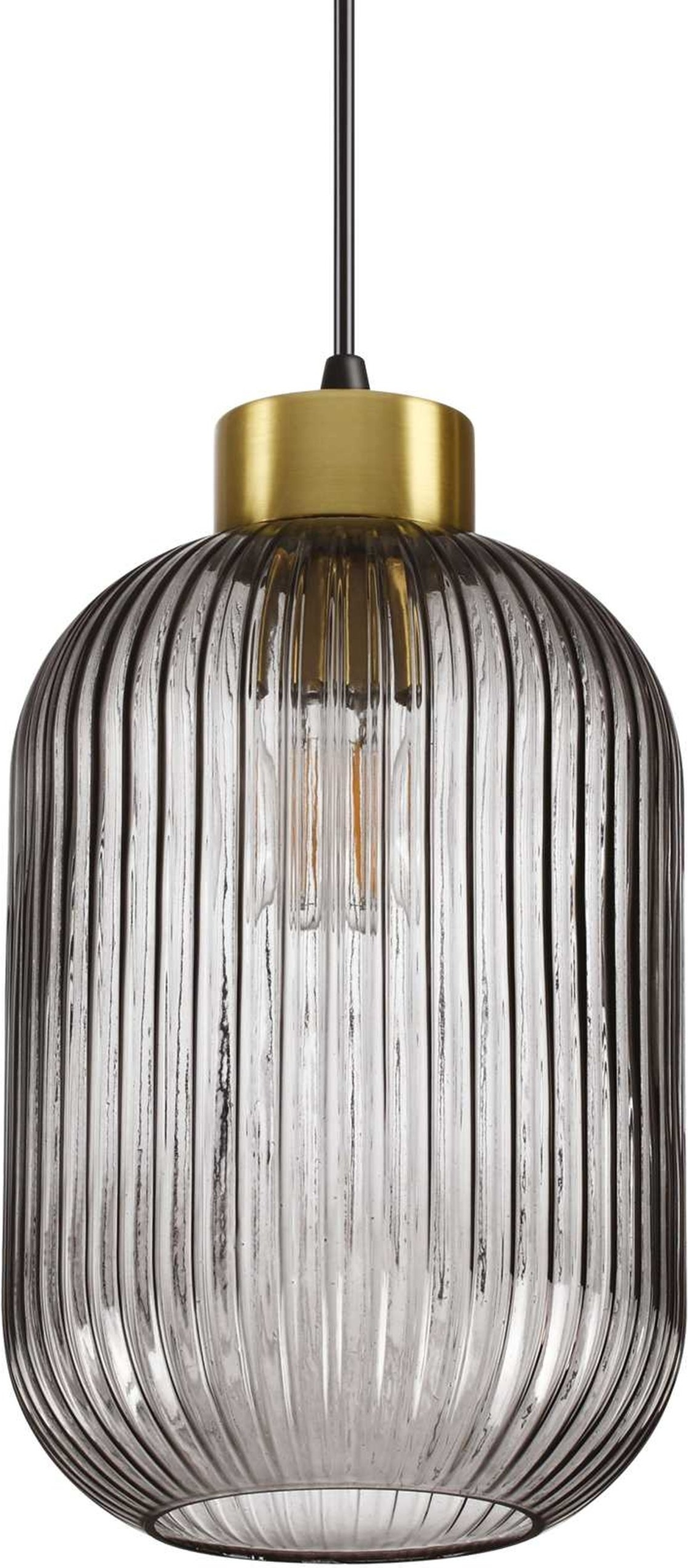 Pendel lampe Ideal Lux Mint  -  røgfarvet glas og sort metal Ø200 mm justérbar højde