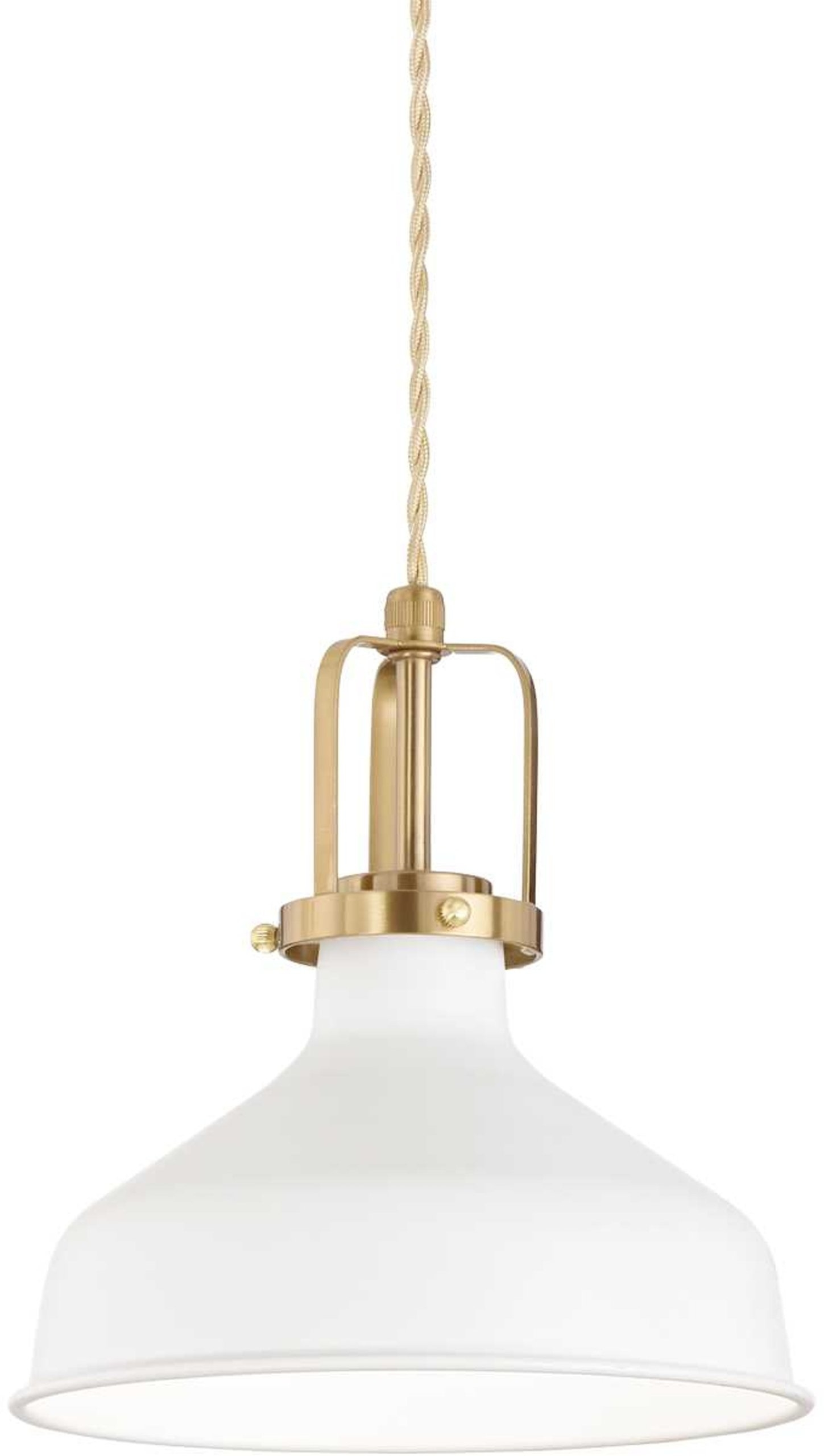 Pendellampe Ideal Lux Eris hvid med satin guld ramme Ø21 cm justerbar højde 33-210 cm