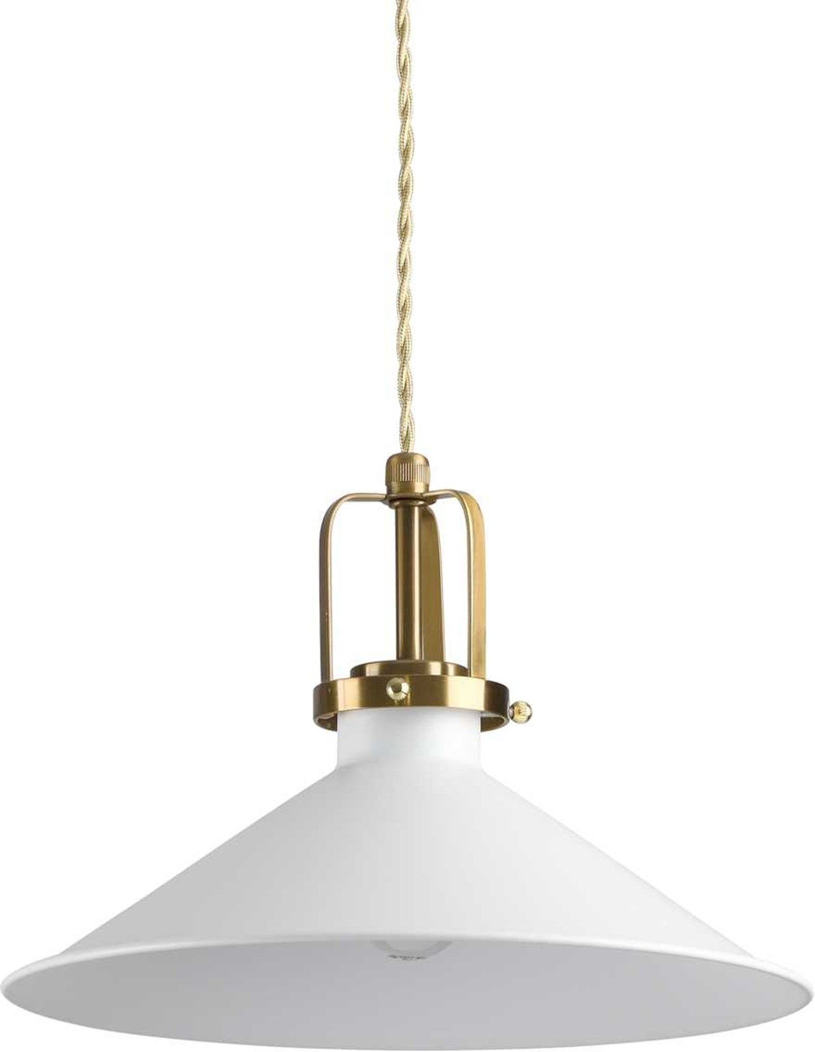 Pendel lampe Ideal Lux Eris - mat hvid metal Ø290 mm med satin guld detaljer, højdejusterbar 310-2080 mm, E27 fatning