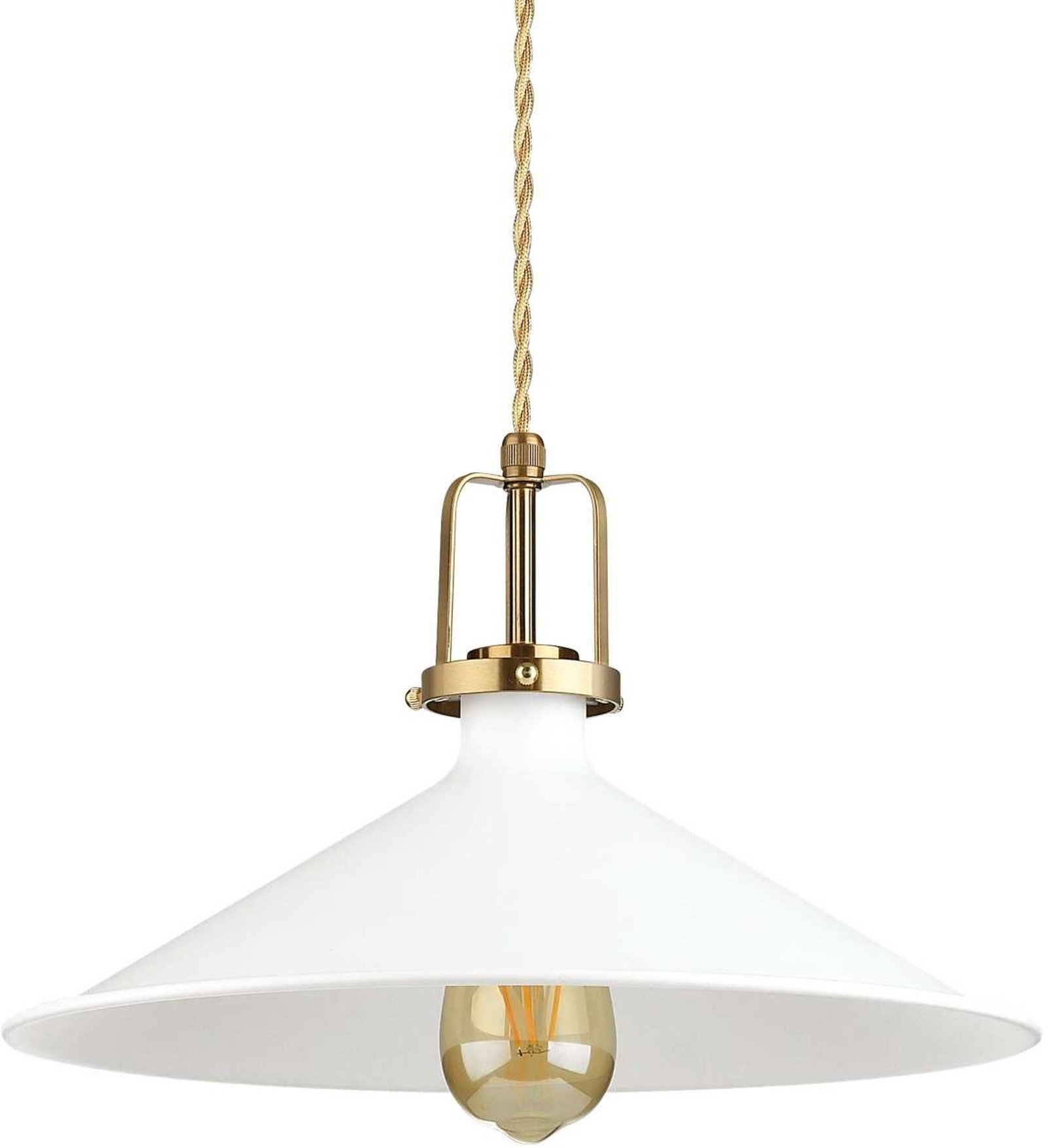Pendel lampe Ideal Lux Eris Ø36 cm mat hvid med satin guld justerbar højde