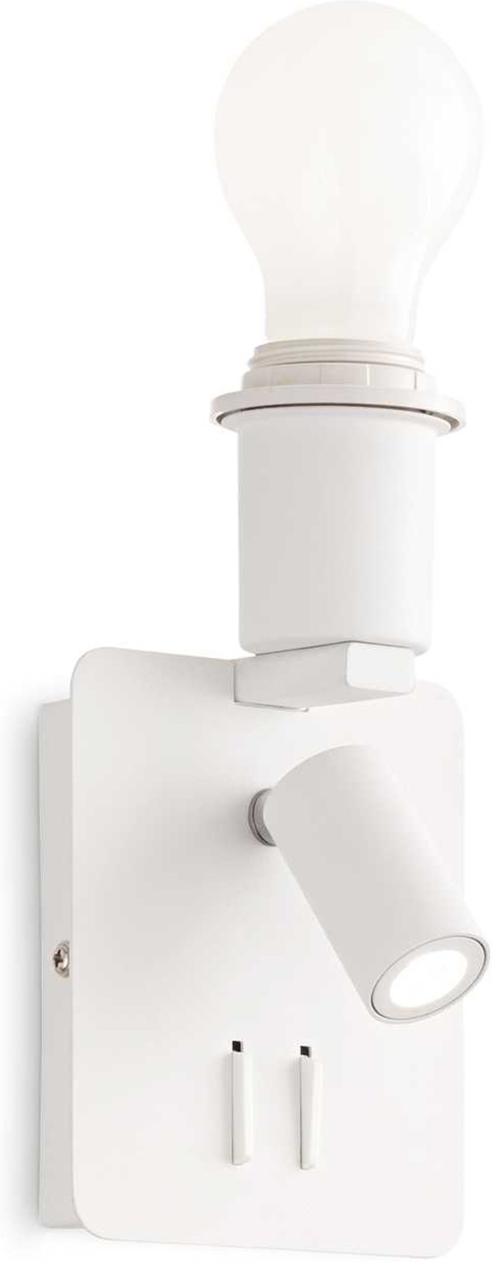 Væglampe Ideal Lux Gea læselampe med justerbar LED-diffuser og USB-stik, hvid aluminium