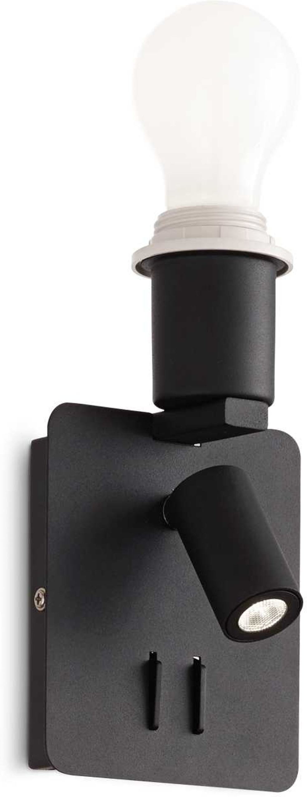 Væglampe Ideal Lux Gea sort metal integreret LED 200 lm 3000K justerbar spot H19,5xB11,5xL12,5 cm
