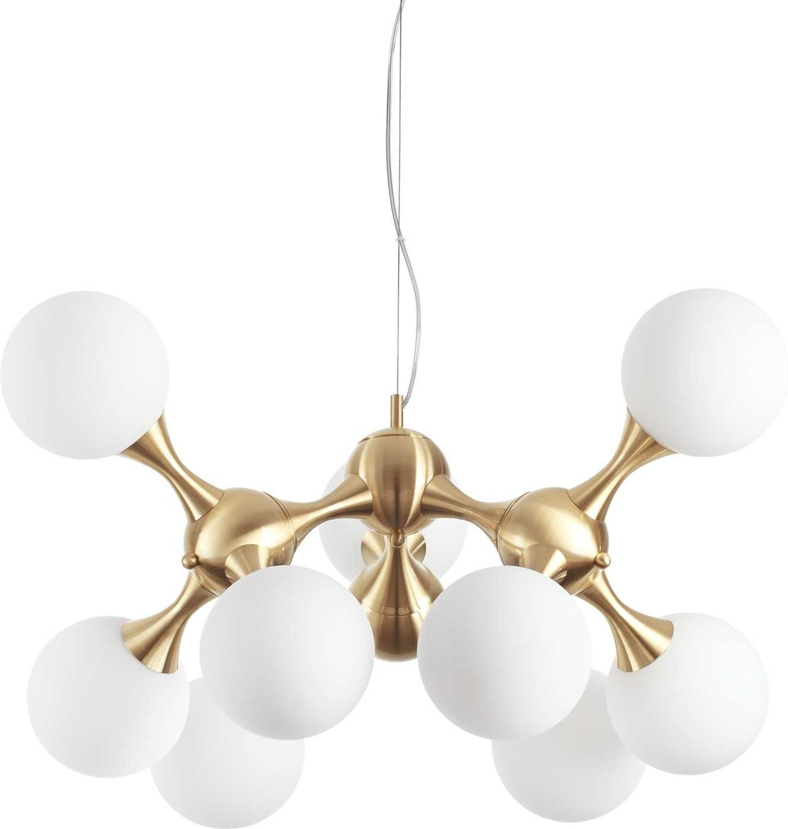 Pendel lampe Ideal Lux Nodi messing Ø80 cm  -  justerbar højde 60-262 cm, 9xE14 metal/glas