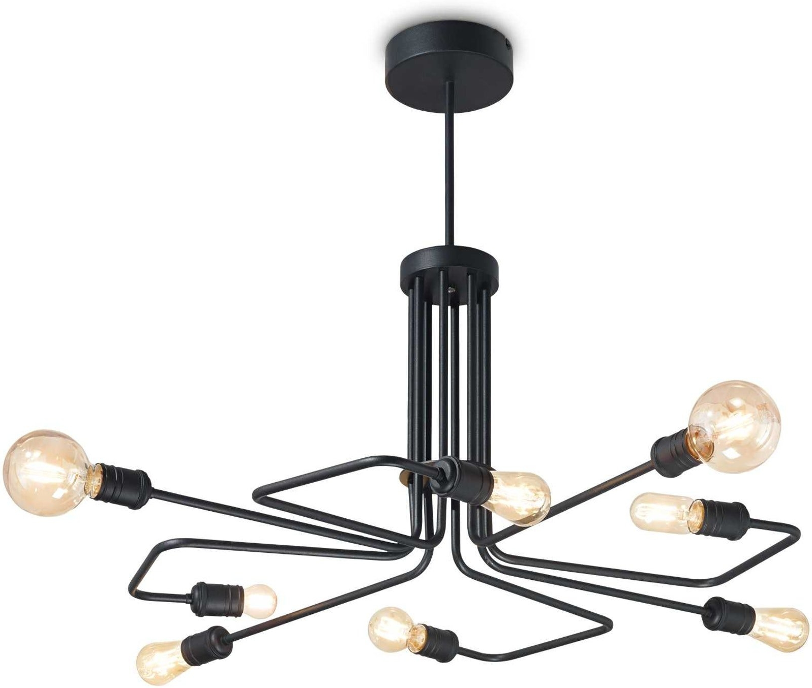 Pendellampe Ideal Lux Triumph Ø92 H66 cm sort metal indendørs 8 x E27