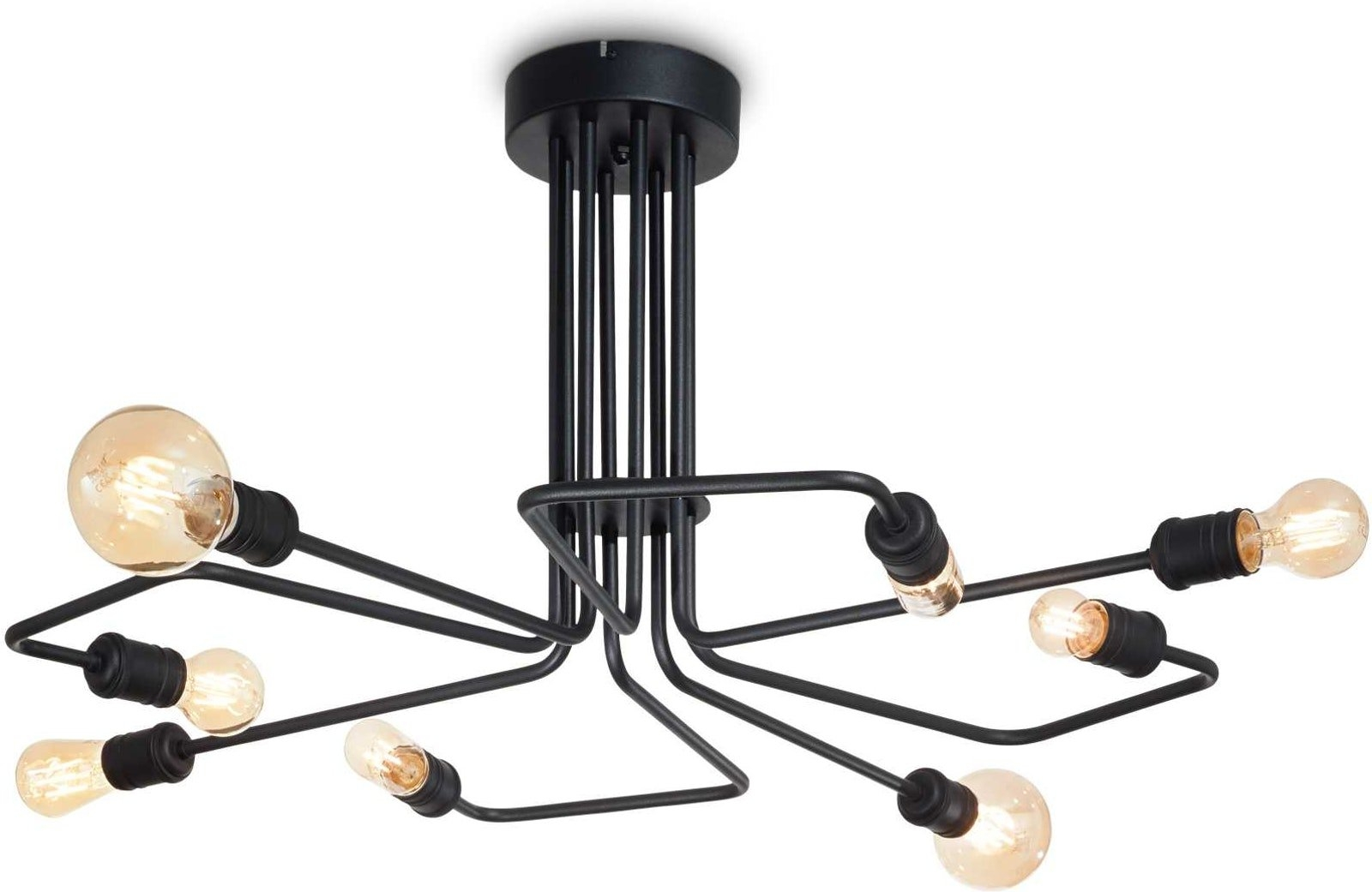 Loftlampe Ideal Lux Triumph Ø92 x H41,5 cm sort metal 8ÃE27 IP20 industrielt design