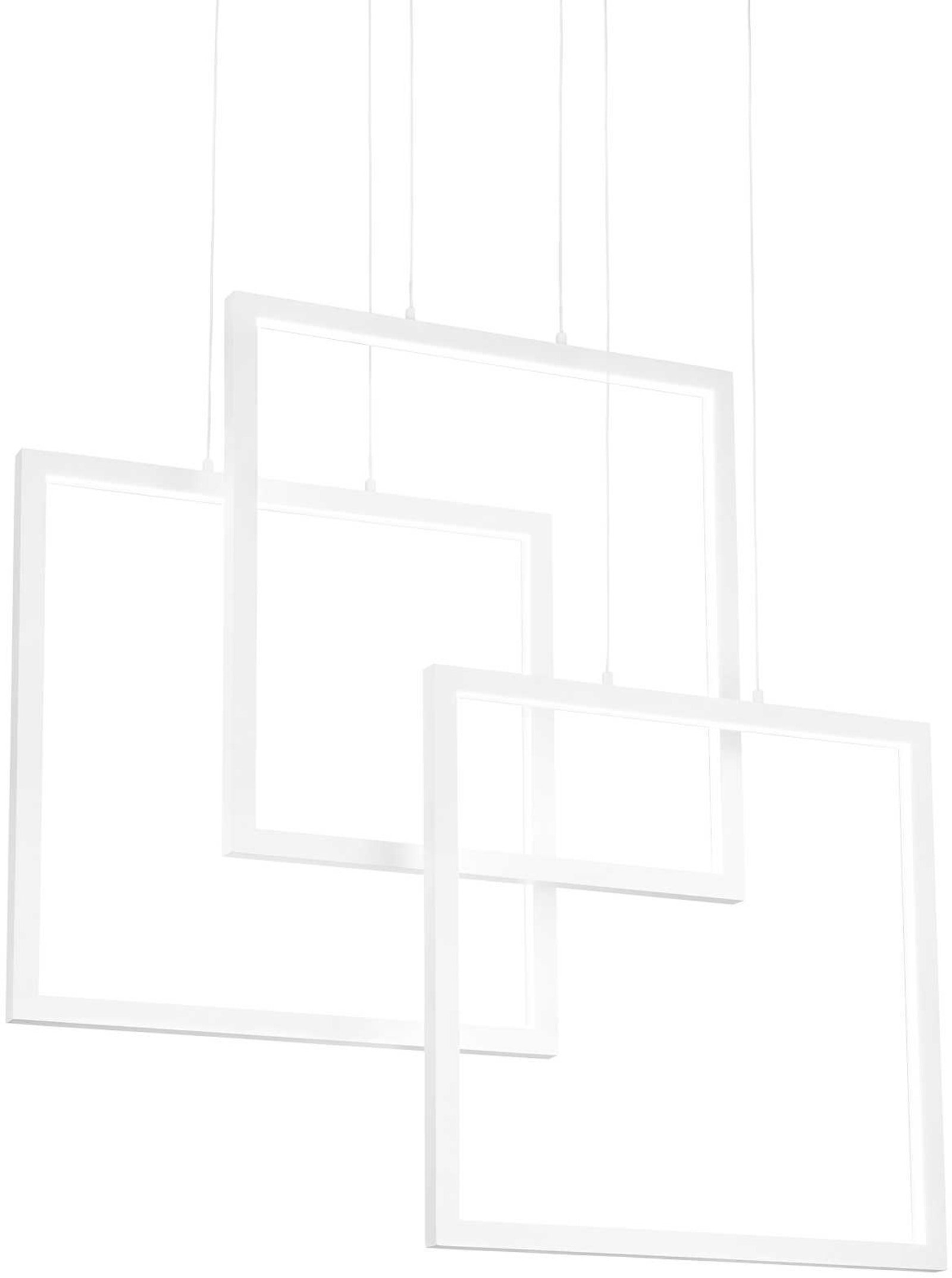 Pendellampe Ideal Lux Frame hvid aluminium integreret LED 80W 8600 lm 3000K justerbar højde 85-145 cm IP20