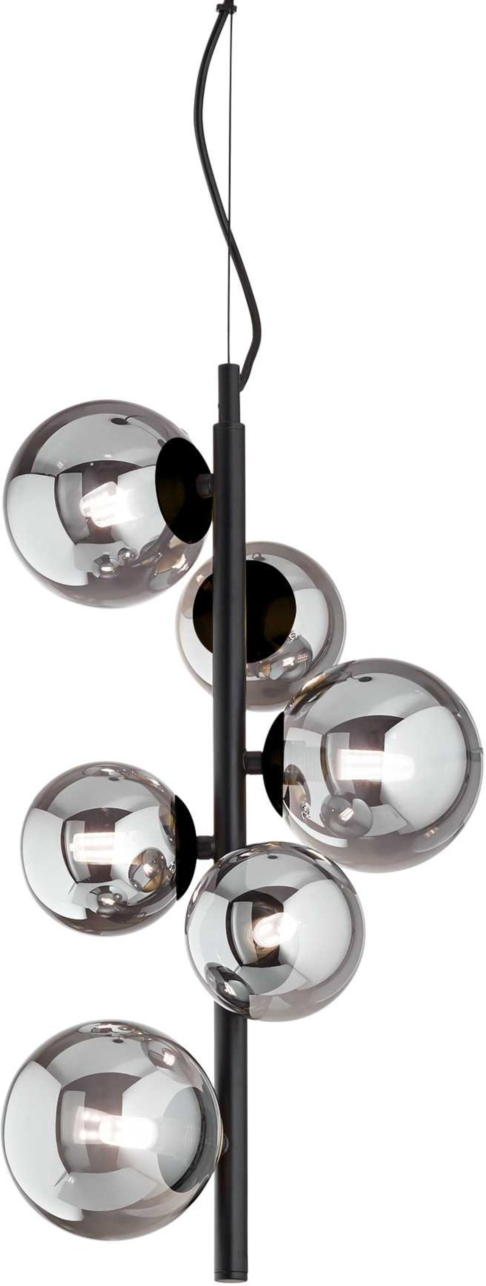 Ideal Lux Perlage pendellampe mat sort Ø260 mm justerbar 580 - 2670 mm med syv glasdiffusorer